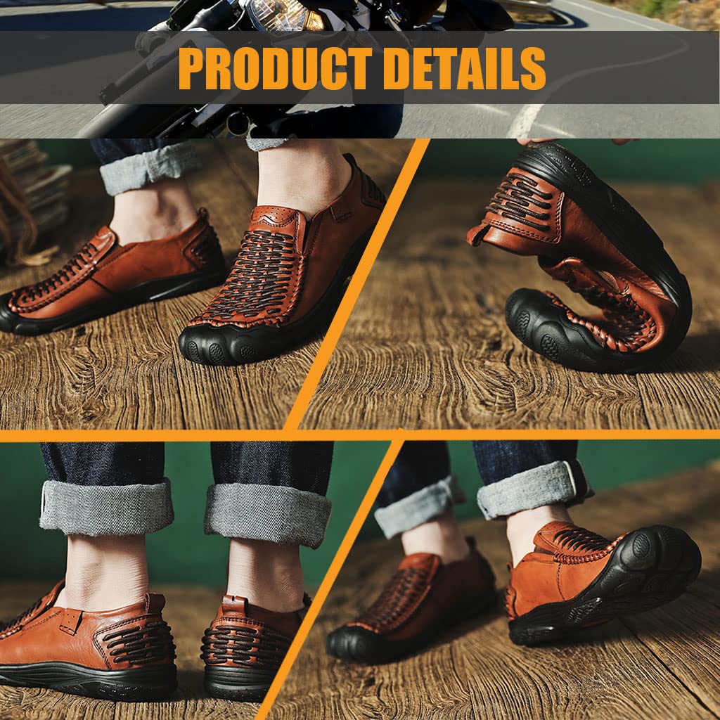 Men's Retro Leather Casual Shoes - Comfortable Lightweight Sneakers Loafers for Walking, Driving & Biking | Perfect for Daily Wear, Travel & Outdoor Activities