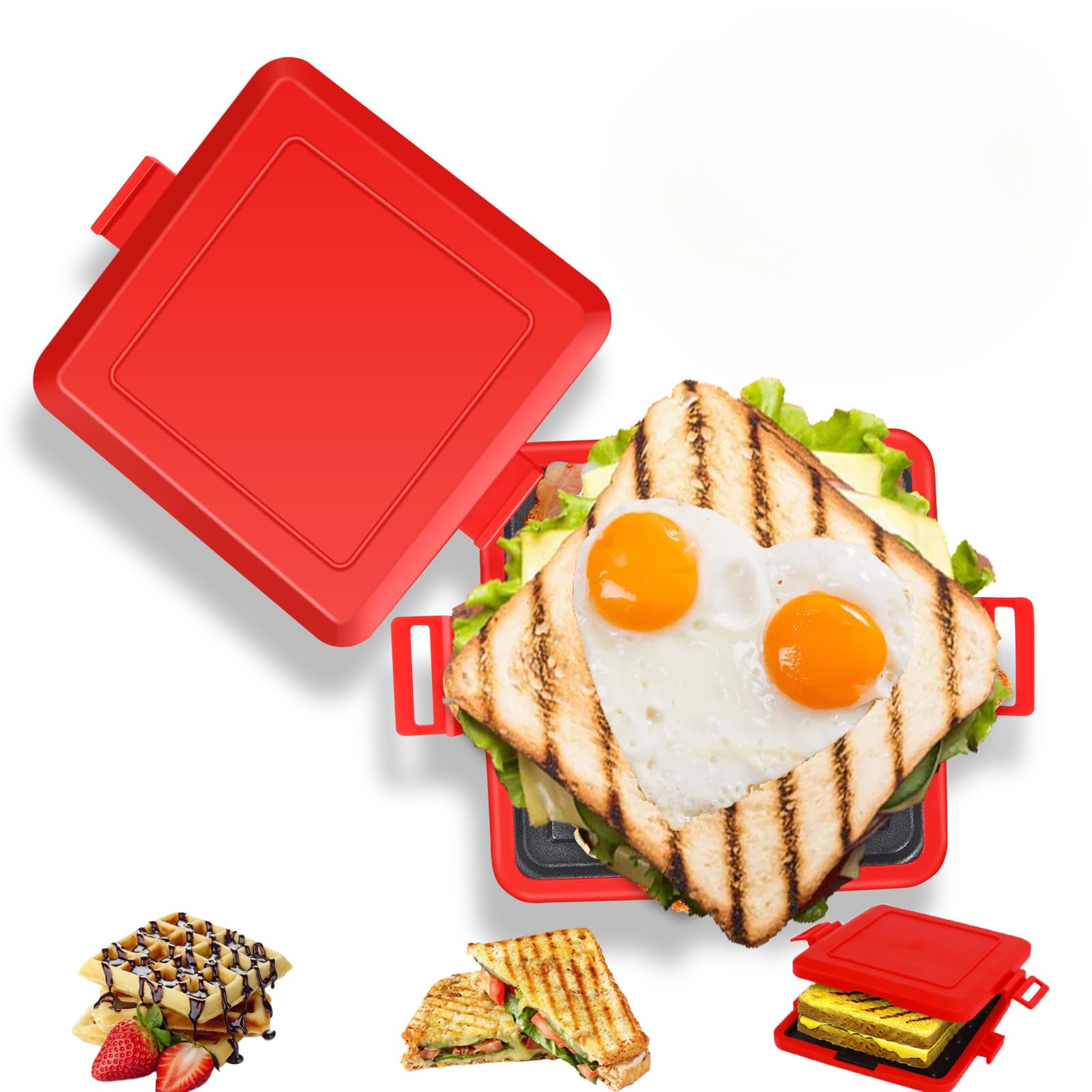 Microwave Toastie Maker - Fast Heating Sandwich & Grilled Cheese Maker with Crisper Tray, No Electricity Needed, Dishwasher Safe - Perfect for Quick Breakfasts, Office Lunches & Late Night Snacks