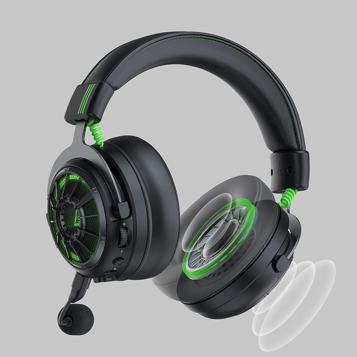 EKSA StarEngine Pro USB Gaming Headset - 7.1 Surround Sound Wired Headphones for PC, PS4, PS5, Xbox One | Over-Ear Noise Cancelling Mic with Dual Chamber Drivers | Game & Music Modes | LED Lights - Perfect for FPS Gaming, Streaming & Online Meetings
