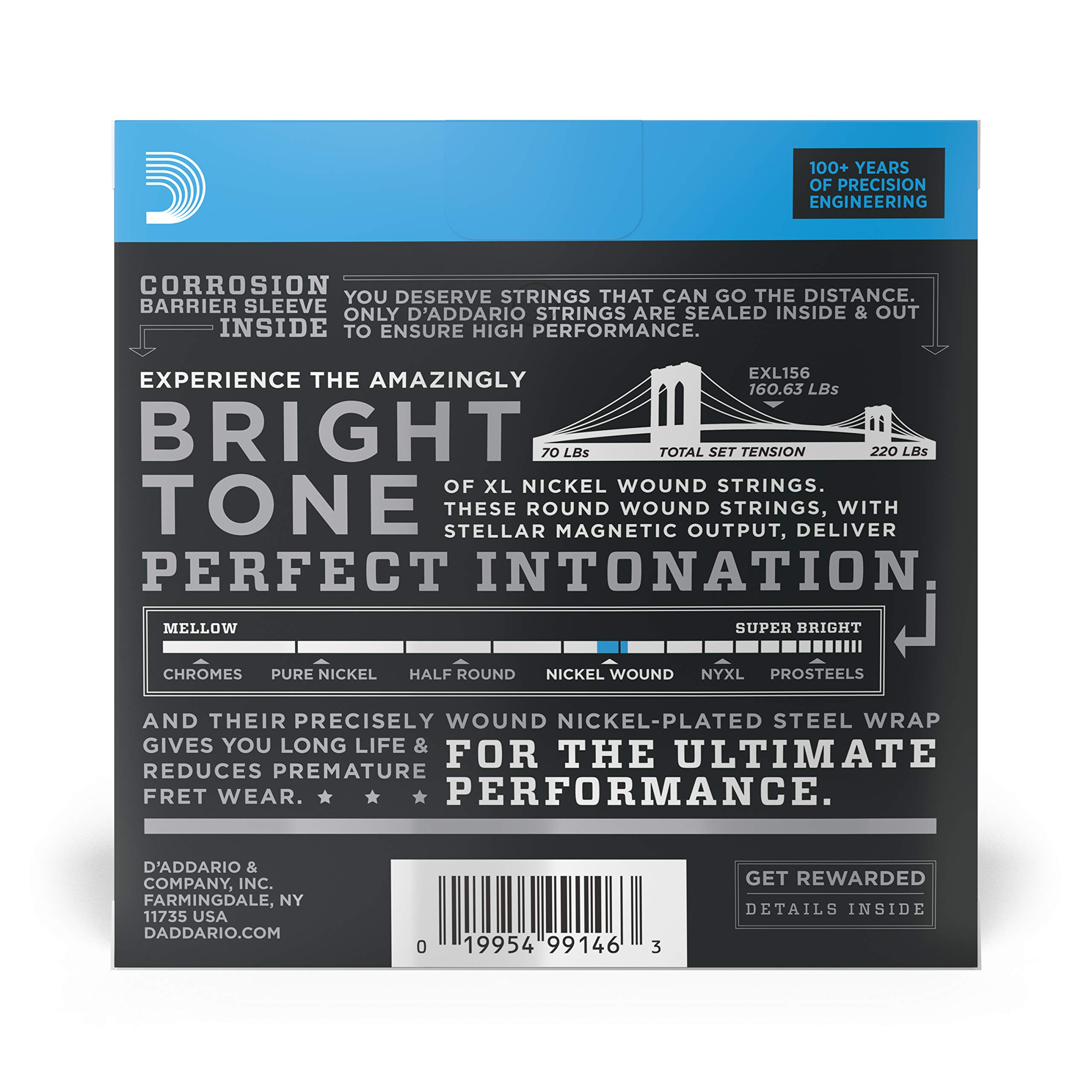 D'Addario EXL156 XL Nickel Electric Guitar Strings - 6 String Guitar Strings for Fender Bass VI (24-84) - Perfect Intonation, Consistent Feel & Long-Lasting Durability | Ideal for Rock, Blues & Studio Recording
