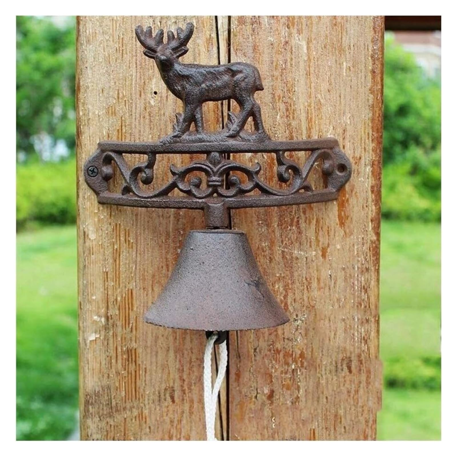 Antique Black Wrought Iron Wall Hanging Bell - Outdoor & Indoor Decorative Doorbell for Entryway, Front Door, Garden, and Patio - Perfect Welcome Decor for Home, Porch, and Farmhouse Style