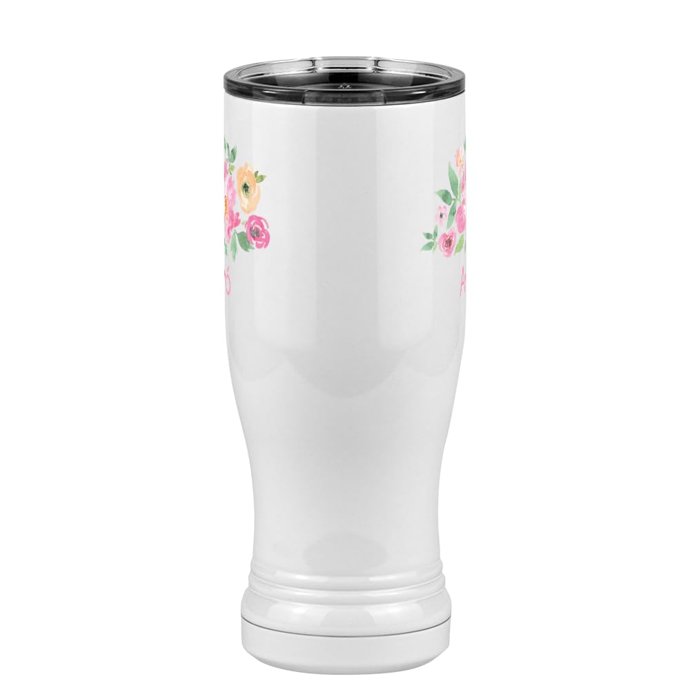 Avó Flowers Tumbler - 14oz Stainless Steel Vacuum Insulated Pilsner Glass with Lid - White Polar Camel Design - Perfect for Beer, Cocktails & Iced Drinks at Home, Parties or Outdoor Events