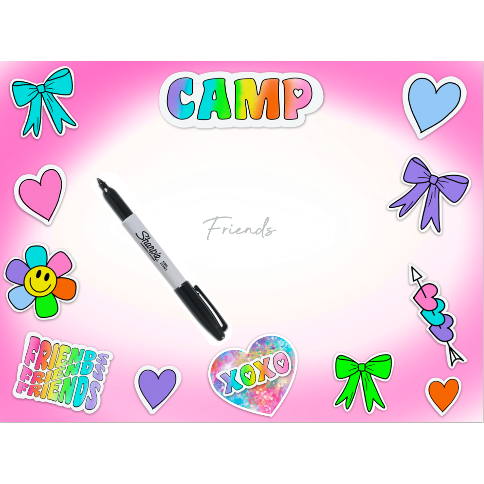 Autograph Cling Its - Friends Camp Themed Reusable Vinyl Stickers for Scrapbooking, DIY Crafts & School Projects - Perfect for Memory Books, Photo Albums & Party Decorations