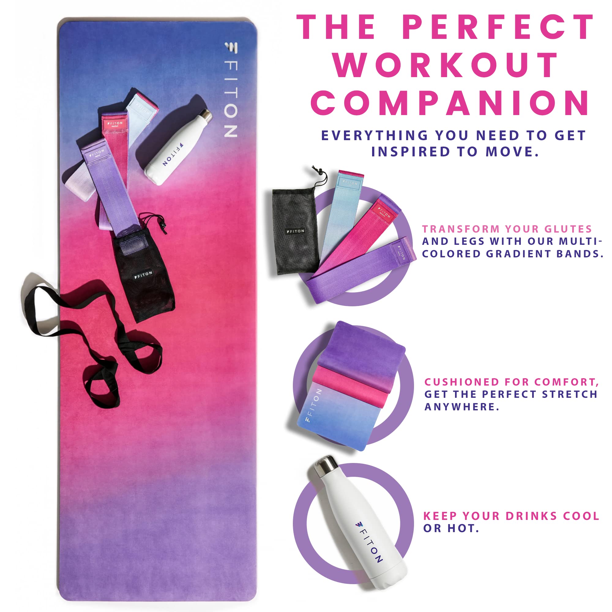 Beginner Yoga Starter Kit with Exercise Mat, Resistance Bands & Water Bottle - Sunset | Complete Yoga Set for Home, Gym & Outdoor Workouts | Perfect for Yoga, Pilates & Fitness Training