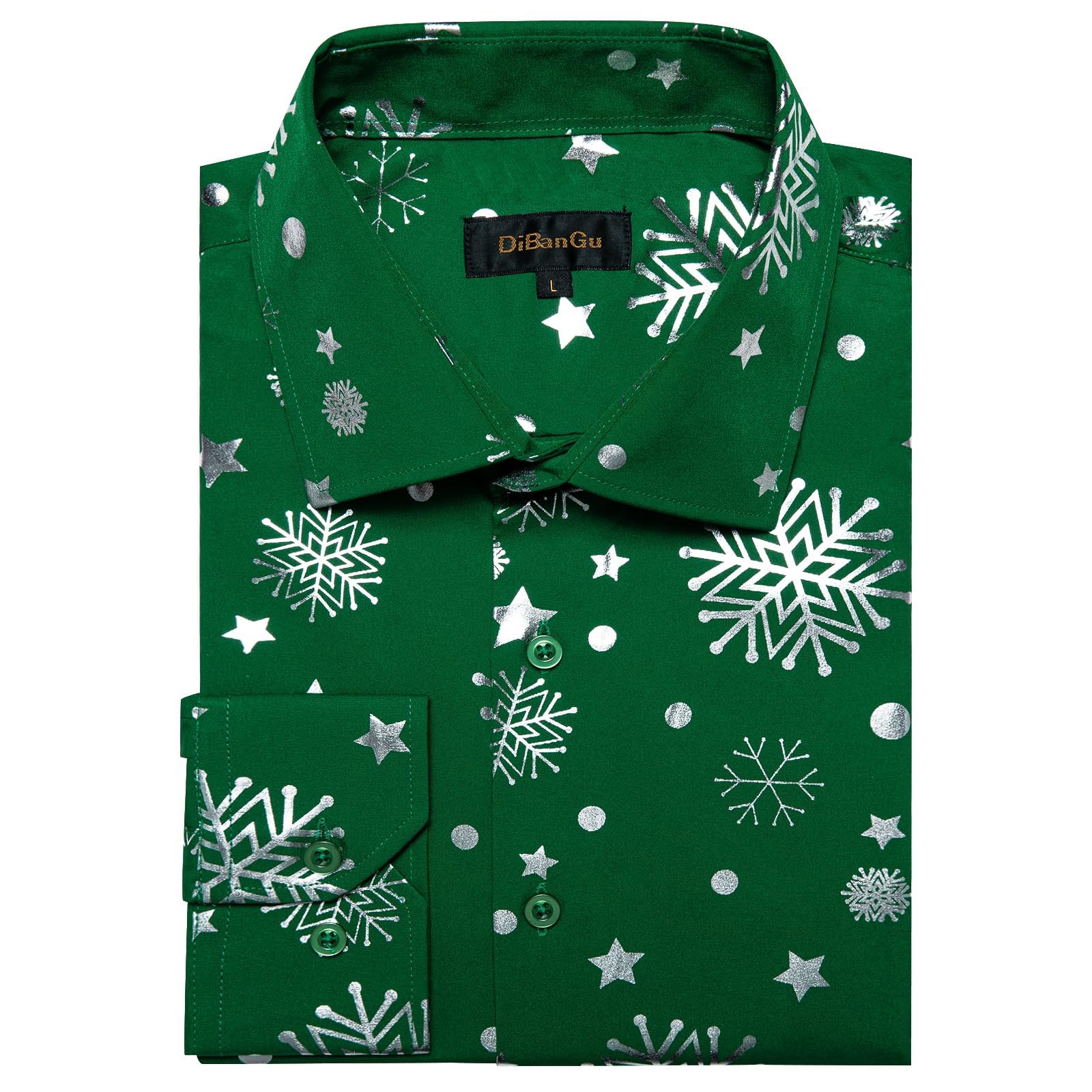 Men's Christmas Dress Shirts - Casual Holiday Long Sleeve Button Down Shirts for Xmas Parties, Festive Office Wear & Vacation Outfits | DiBanGu