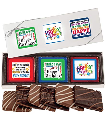 Happy Birthday Chocolate Covered Graham Crackers - 6 Piece Cookie Talk Gift Set | Perfect for Birthday Parties, Celebrations & Sweet Treats