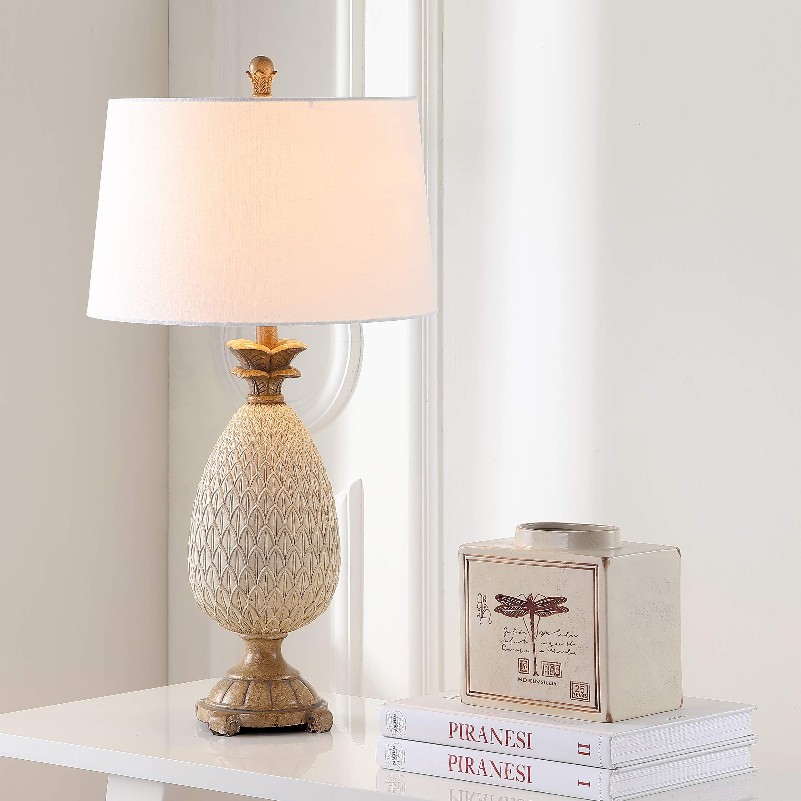 SAFAVIEH Briar Coastal Antique Cream & Brown Pineapple Table Lamp Set of 2 - 31