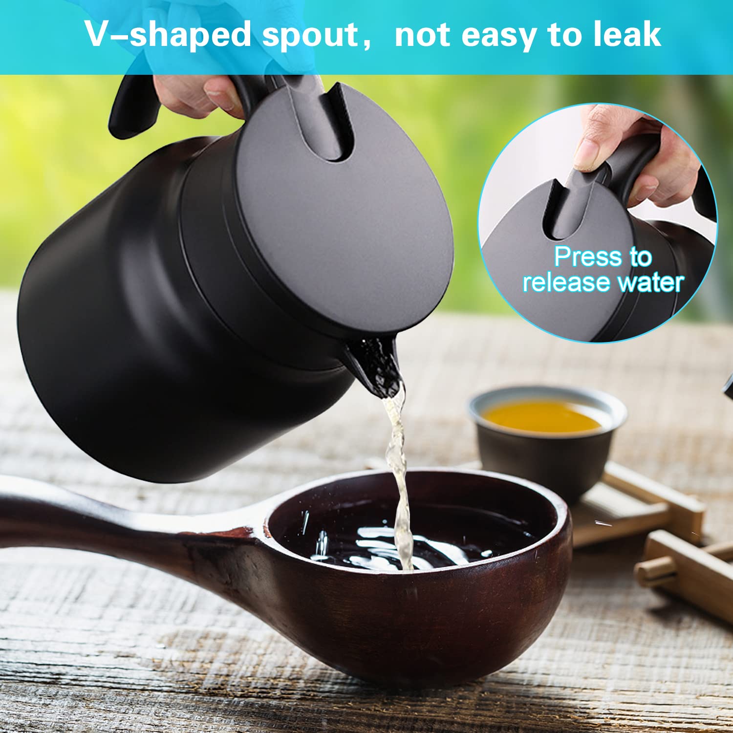 Premium Stainless Steel Vacuum Teapot with Infuser & Strainer - 800ML Black Tea & Coffee Maker with Temperature Display - Perfect for Home, Office & Tea Ceremonies