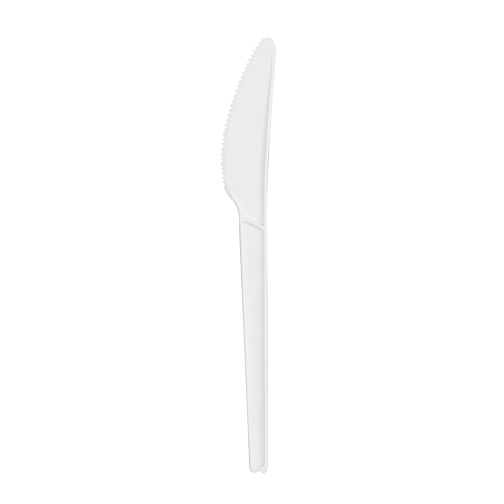 Eco-Friendly White CPLA Compostable Plastic Knives - Heat Resistant, Individually Wrapped, 6.5 Inch, 250 Count Bulk Box - Perfect for Parties, Picnics & Catering Events