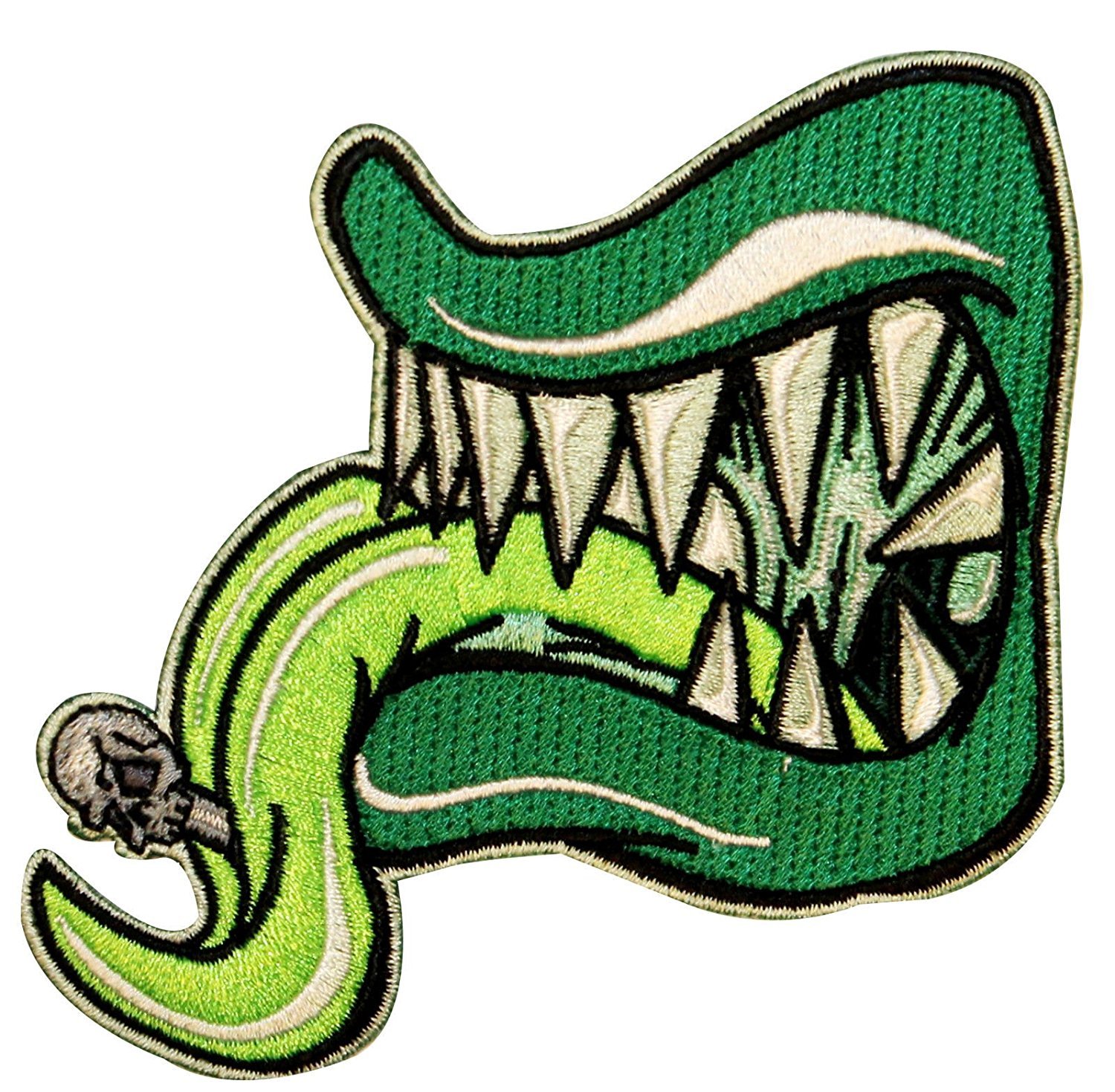 Horror Embroidered Iron-On Patch - Green Tongue Monster Mouth Teeth Design for DIY Costumes & Halloween Outfits | Perfect for Jackets, Bags & Accessories