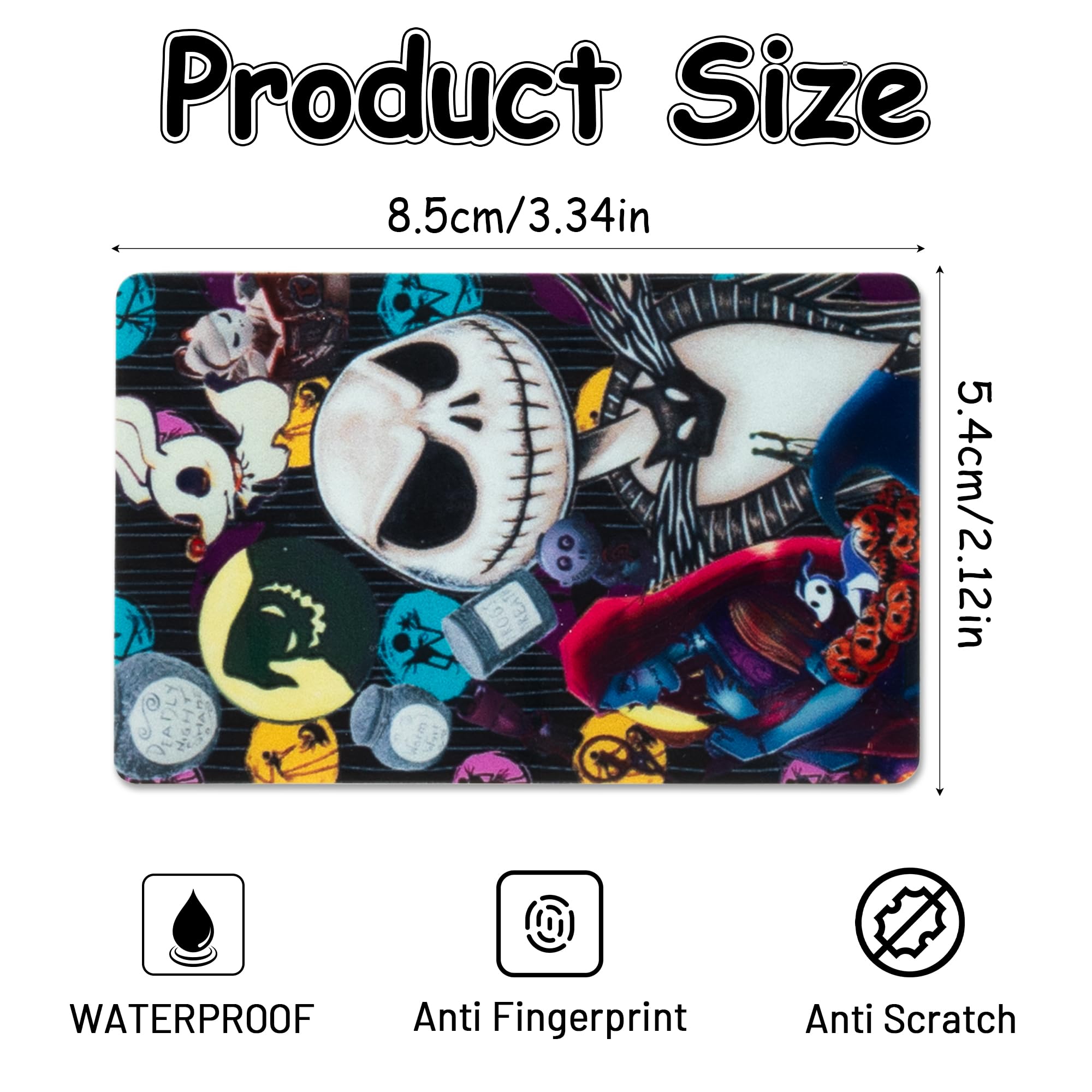 Halloween Jack and Sally Credit Card Skins - 4Pcs Removable Cartoon Skull Card Stickers for Debit/Bank Cards | Skeleton Themed Protective Skins for Halloween & Christmas Gifts | Perfect for Credit Card Protection, Themed Parties & Spooky Gift Giving