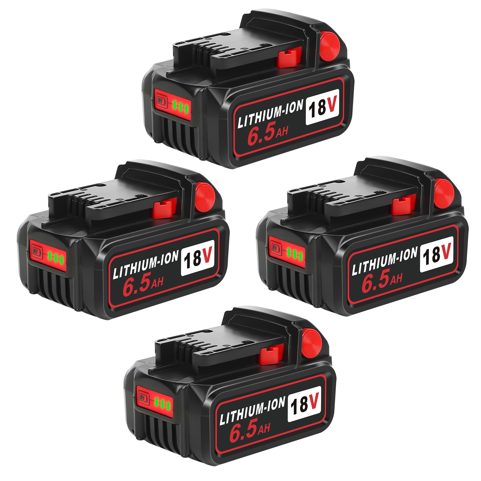 4 Pack 6.5Ah Replacement Battery for Milwaukee M18 18V Power Tools - Compatible with 48-11-1865, 48-11-1830, 48-11-1862, 48-11-1850 Models - Works with Milwaukee 18V Chargers - Perfect for Drills, Saws, and Outdoor Power Equipment