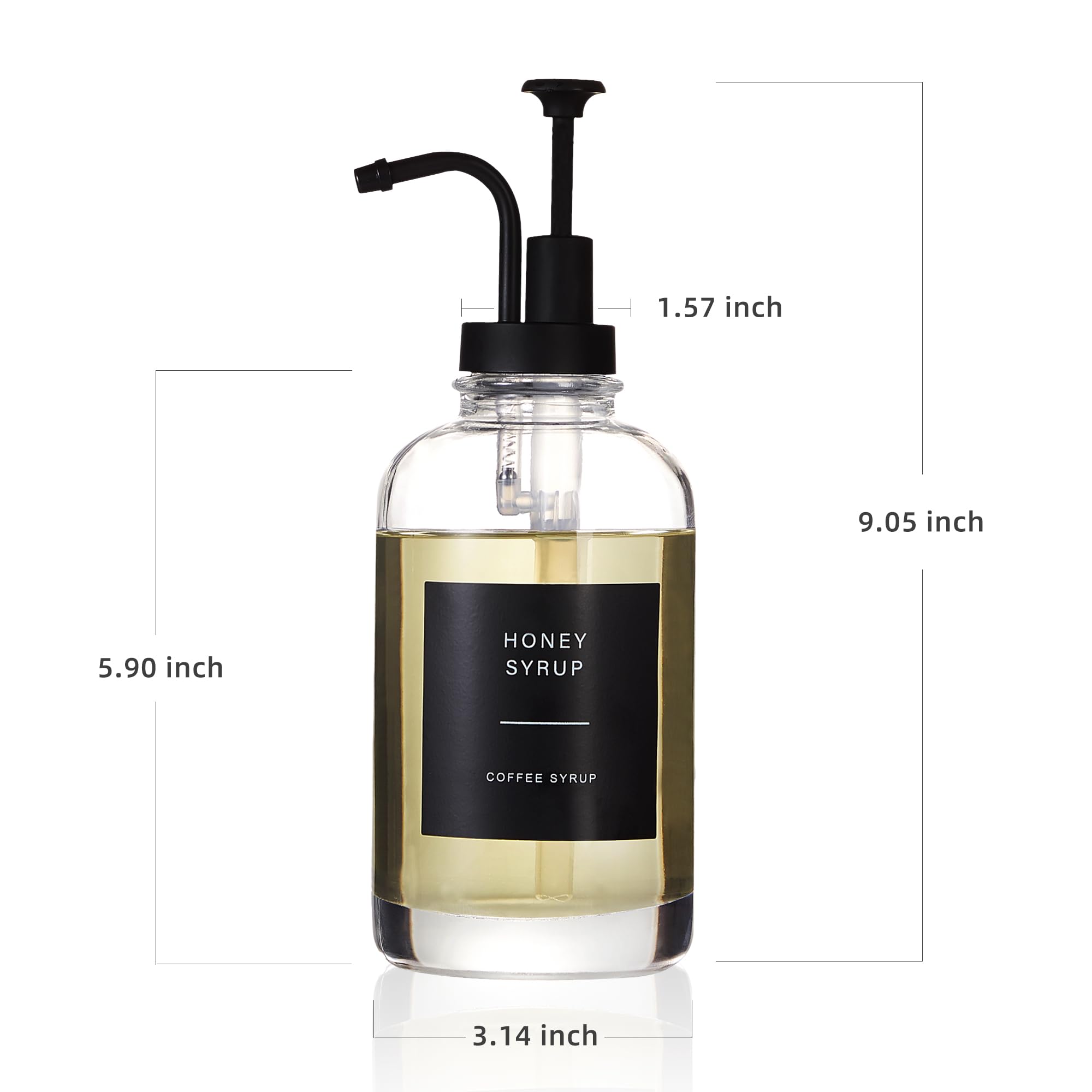 Premium Coffee Syrup Dispensers Set of 4 - 16.9 oz Glass Bottles with Matte Black Pumps & 36 Labels - Barista-Grade Syrup Pump Dispenser for Coffee Shops, Cafes & Home Use - Perfect for Latte Art, Iced Coffee & Specialty Drinks
