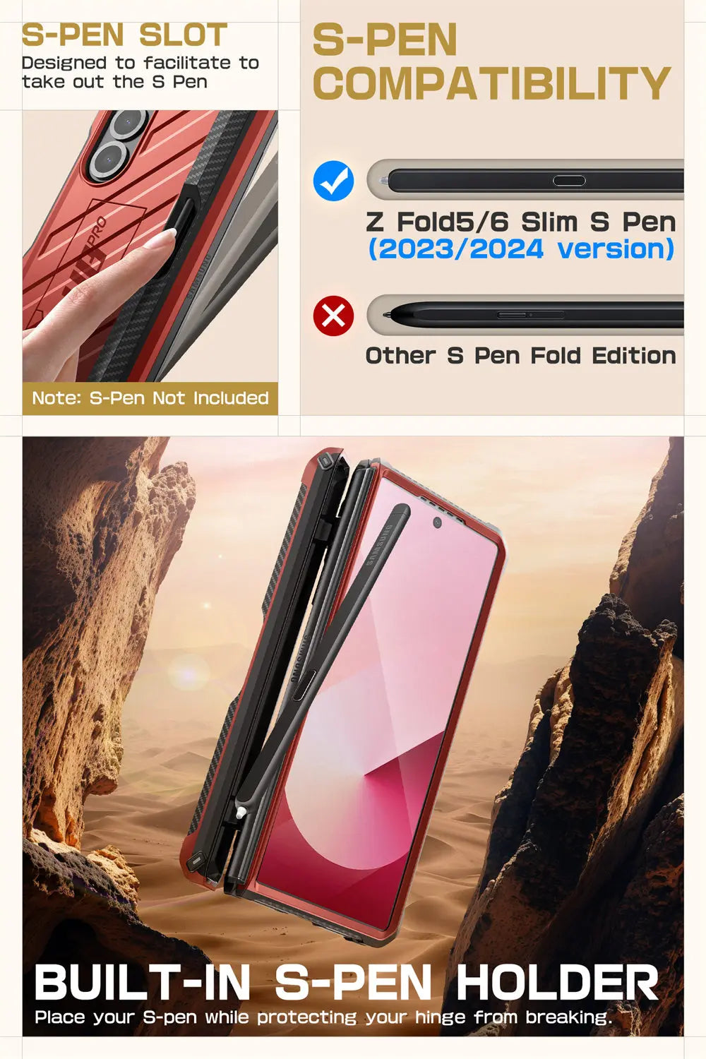 SUPCASE Unicorn Beetle Pro Rugged Case for Samsung Galaxy Z Fold 6 - Shockproof Protective Cover with Built-in Screen Protector | Perfect for Outdoor, Work & Travel Use