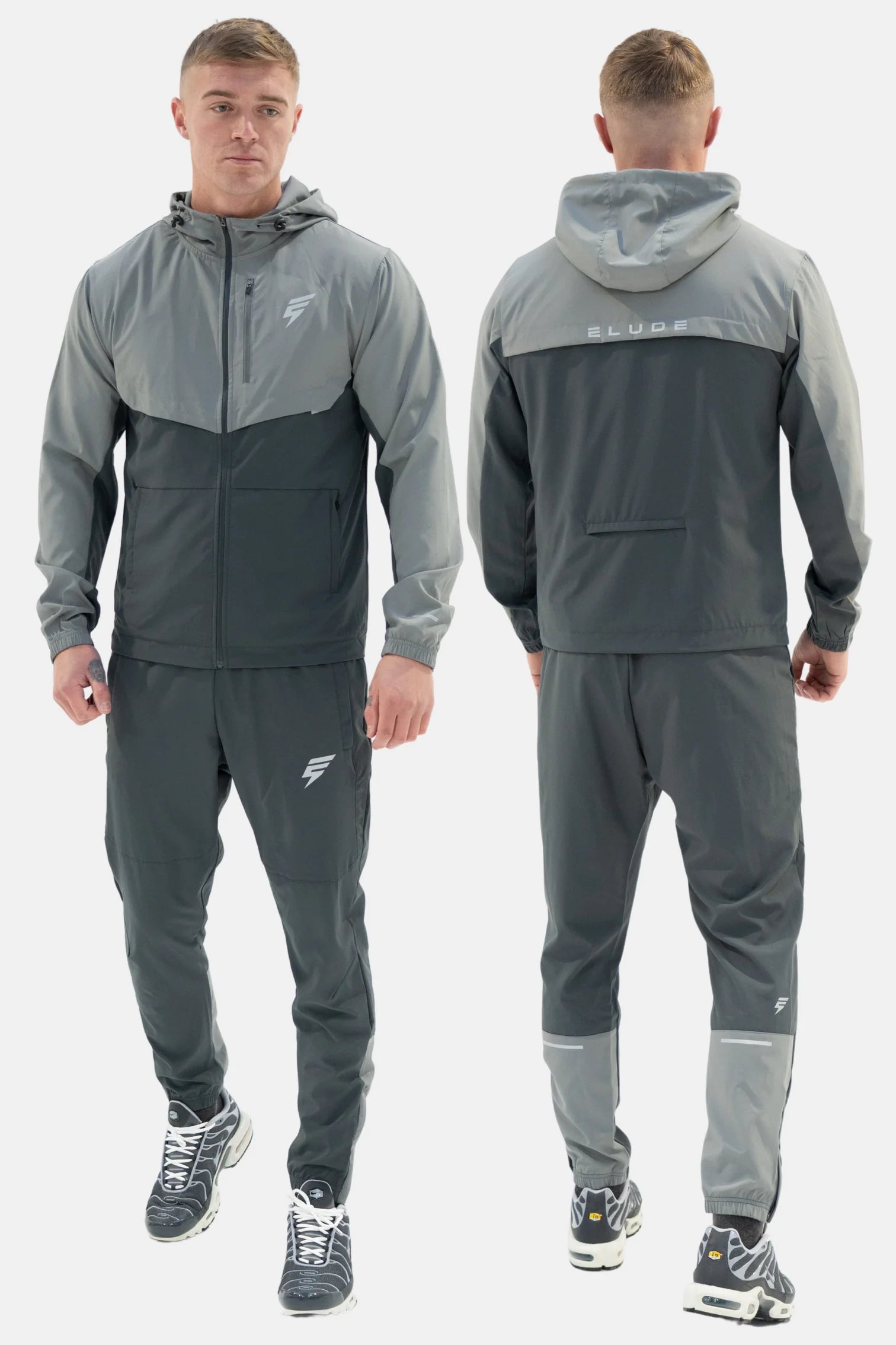 ELUDE TRACK TRACKSUIT - Light Grey/Coal - Premium Men's Running Jogging Suit for Gym & Outdoor Workouts