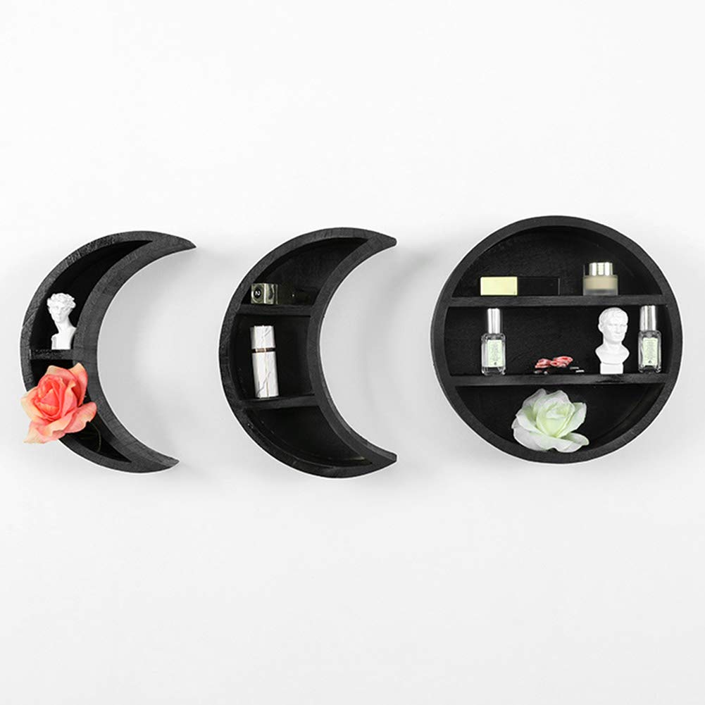 Floating Moon Wall Shelf - Wooden Photo Display Shelf for Essential Oils & Decor | Nursery, Bedroom, Living Room Storage Solution | Perfect for Wall Organization & Home Decor Display