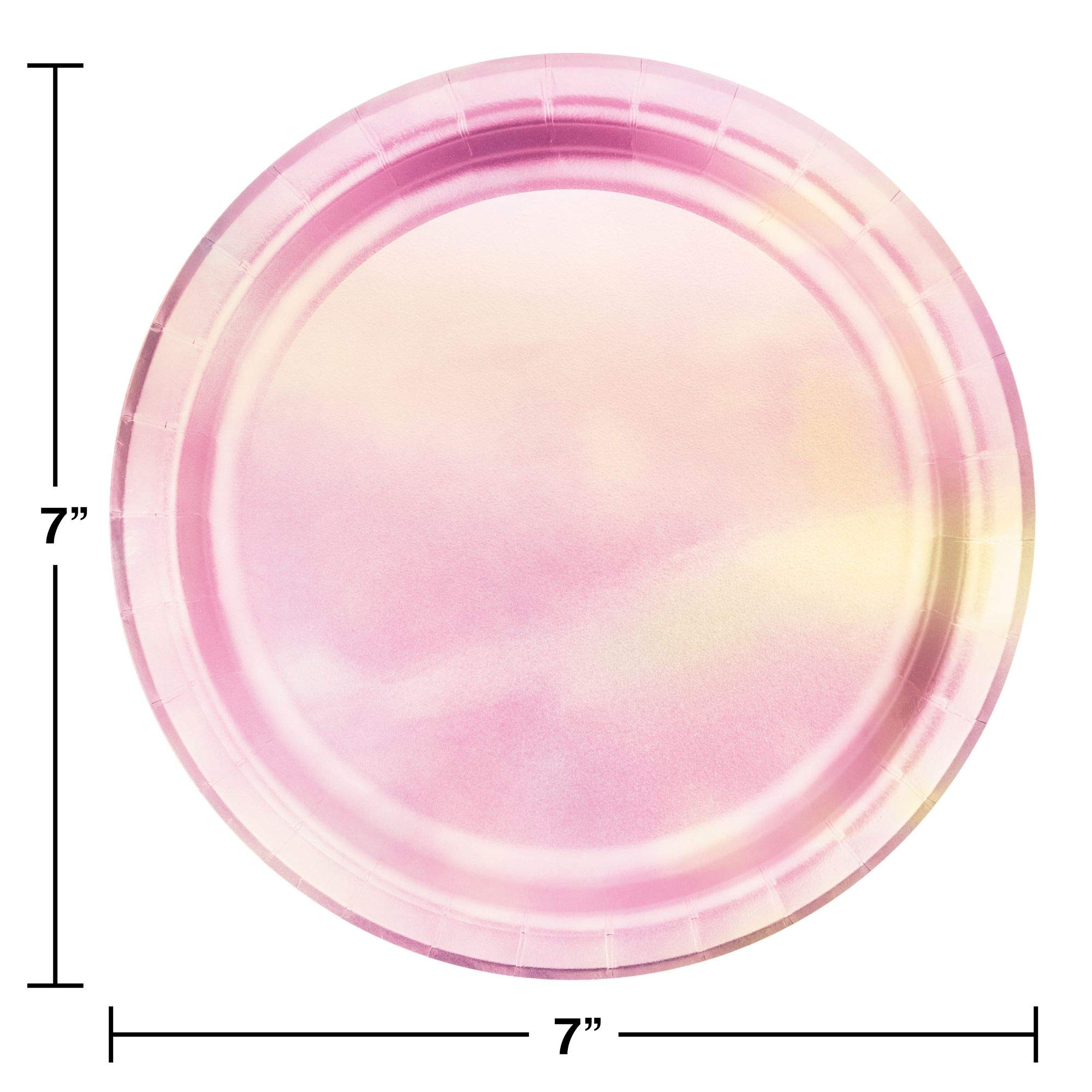 96-Pack Pink Iridescent Party Plates 7 Inch - Disposable Luncheon Plates for Birthday, Wedding, Baby Shower & Holiday Celebrations