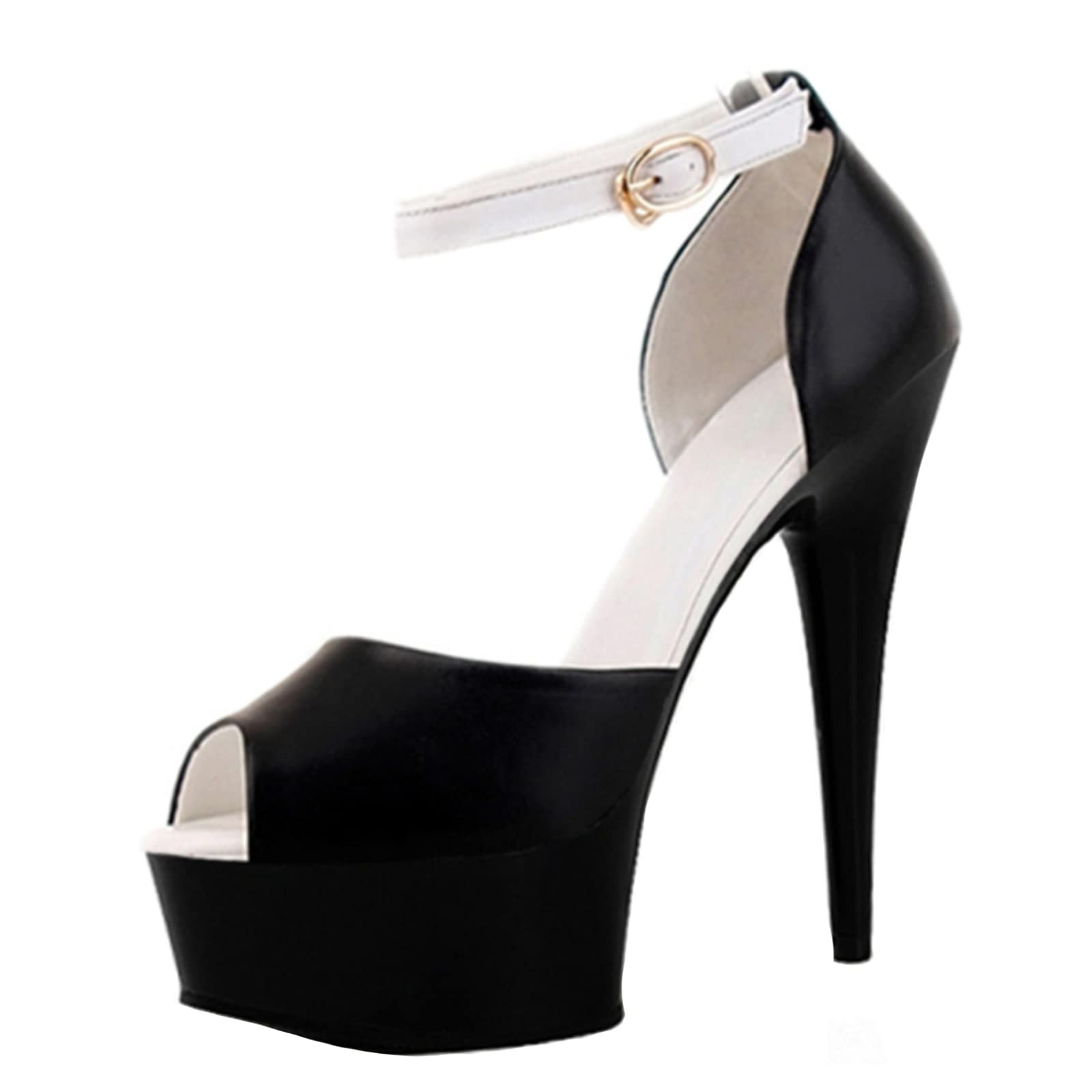 FEIPiBAO 5.91 Inch High Heel Sandals for Women - Sexy Strappy Stiletto Open Toe Platform Pumps with Ankle Strap - Perfect for Parties, Weddings, Date Nights & Evening Events