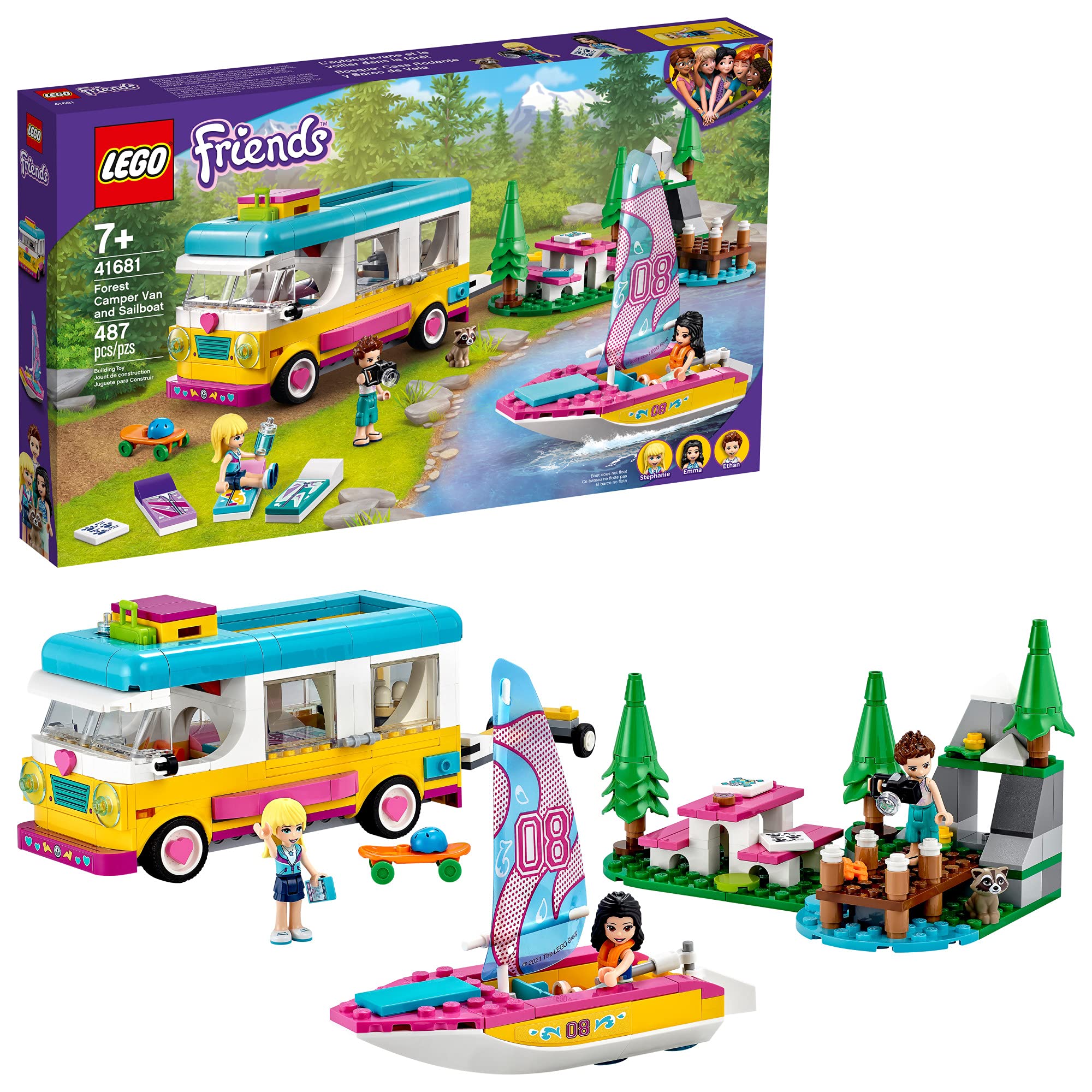 LEGO Friends Forest Camper Van and Sailboat 41681 Building Kit - 487 Pieces Creative Toy Set for Kids, New 2021 | Perfect for Imaginative Play, Birthday Gifts & STEM Learning Activities