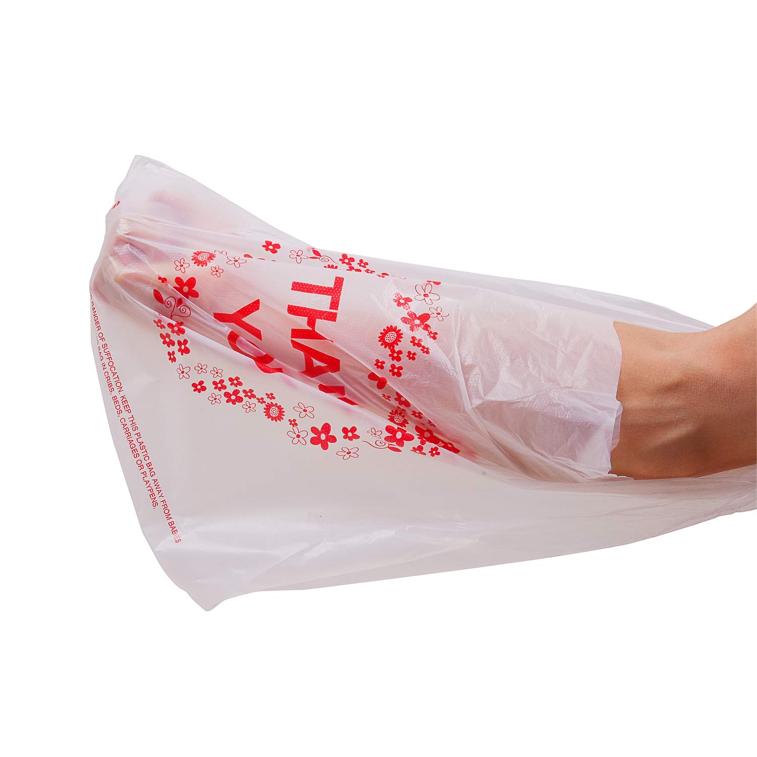 LazyMe White Plastic Thank You T-Shirt Grocery Bags - 12x20 Inch, 100 Pack - Durable Handles, Standard Supermarket Size - Perfect for Retail Stores, Farmers Markets & Eco-Friendly Shopping
