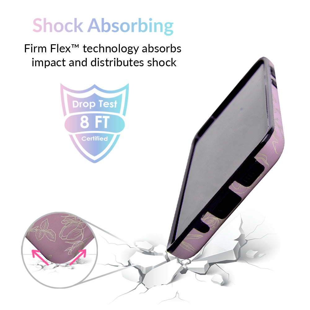 Dusty Rose Chrome Floral Samsung Galaxy Phone Case - Elegant Protective Cover for Galaxy S23/S22/S21/S20 - Perfect for Daily Use, Work & Special Occasions