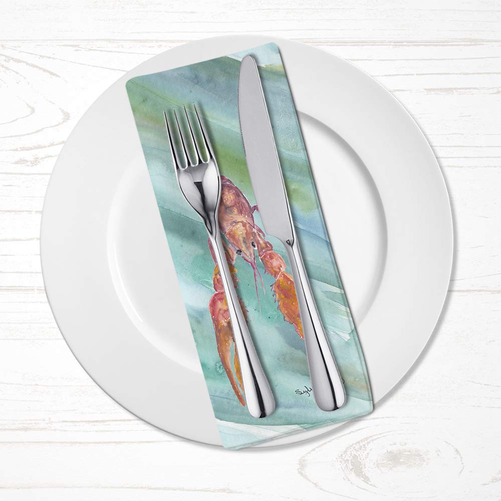 Crawfish on Blue Napkin Cloth - Soft, Washable & Durable Cotton Table Napkins for Restaurants, Weddings, Parties | Perfect for Dinner, Lunch & Hotel Use
