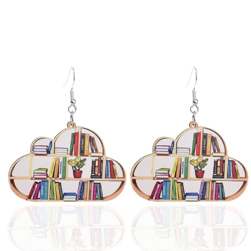 Wooden Cloud Book Earring