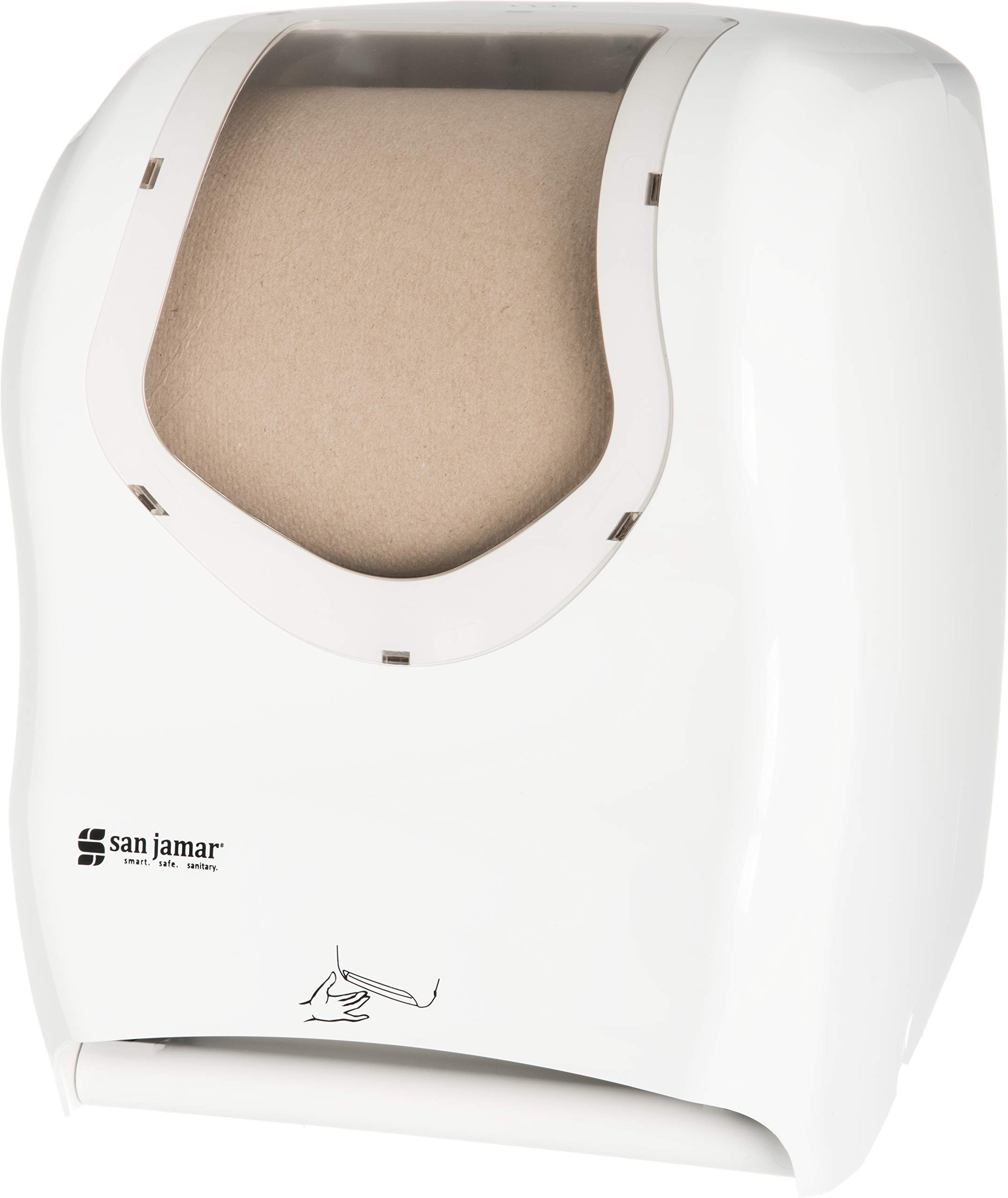 San Jamar Summit Smart System with IQ Sensor Paper Towel Dispenser - Touchless Operation for Standard & 4-Inch Core Rolls - Ideal for Bathrooms, Kitchens, Restaurants & Office Spaces - White Plastic Hygienic Solution