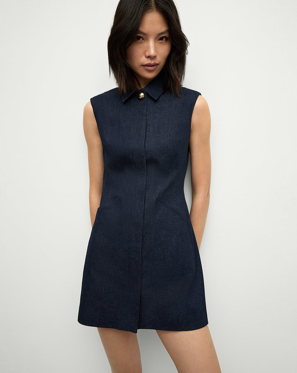 Serina Denim Dress for Women - Stylish Casual & Party Wear - Comfortable Stretch Denim A-Line Dress with Pockets - Perfect for Date Night, Office, and Weekend Outings