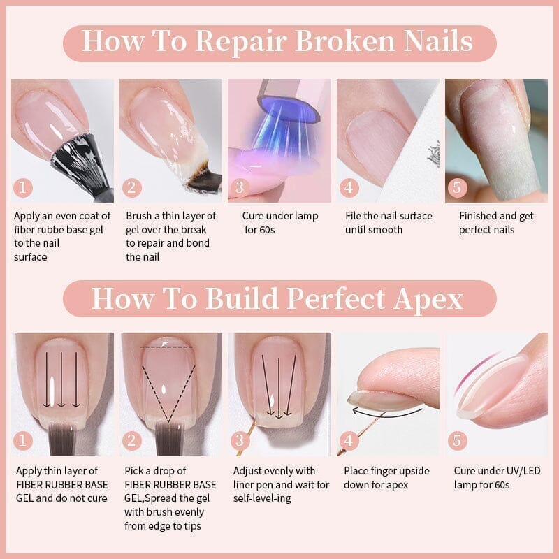FB04 Light Pink Fiber Rubber Base Gel - 10ml Nail Extension Kit for Strong & Natural-Looking Nails | Perfect for Salon & Home Manicures