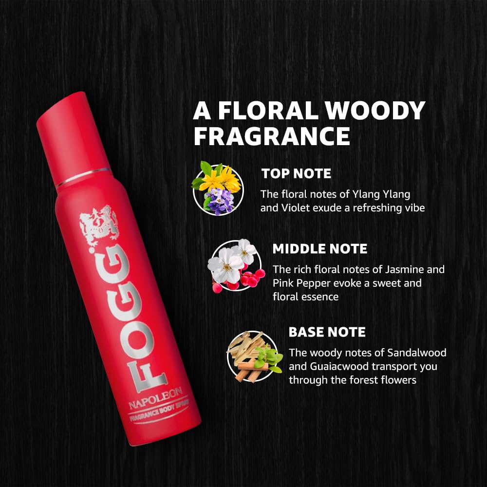 Fogg Napoleon No Gas Deodorant for Men - Long Lasting Fragrance Body Spray (150ml) | Fresh Scent for Daily Use, Gym & Office