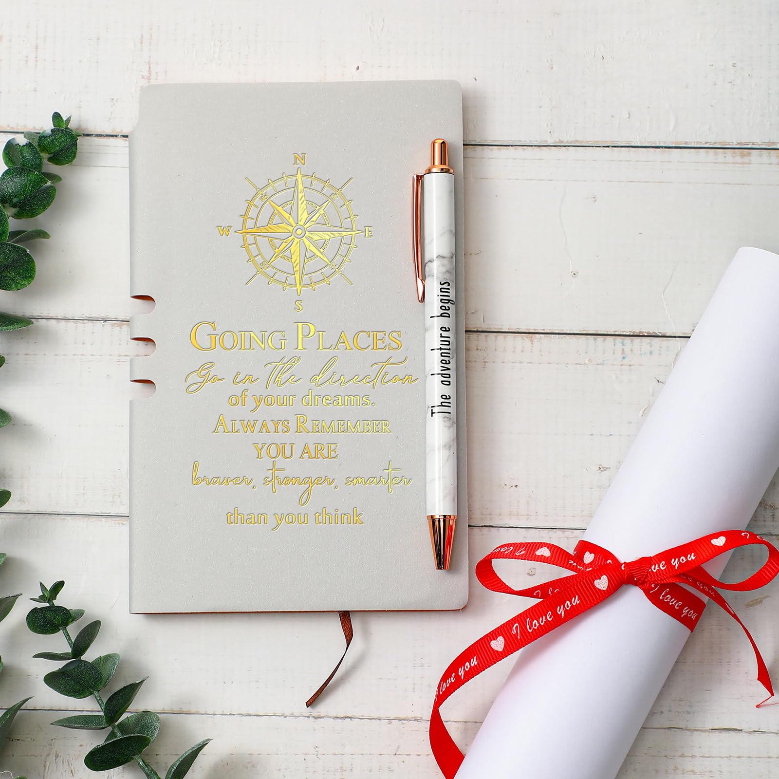 5-Piece Inspirational Journal Gift Set - Leather Notebook & Ballpoint Pen with Gift Box - Motivational Graduation Gifts for College, Senior & Middle School Students - Perfect for Graduation, Birthday & Daily Journaling