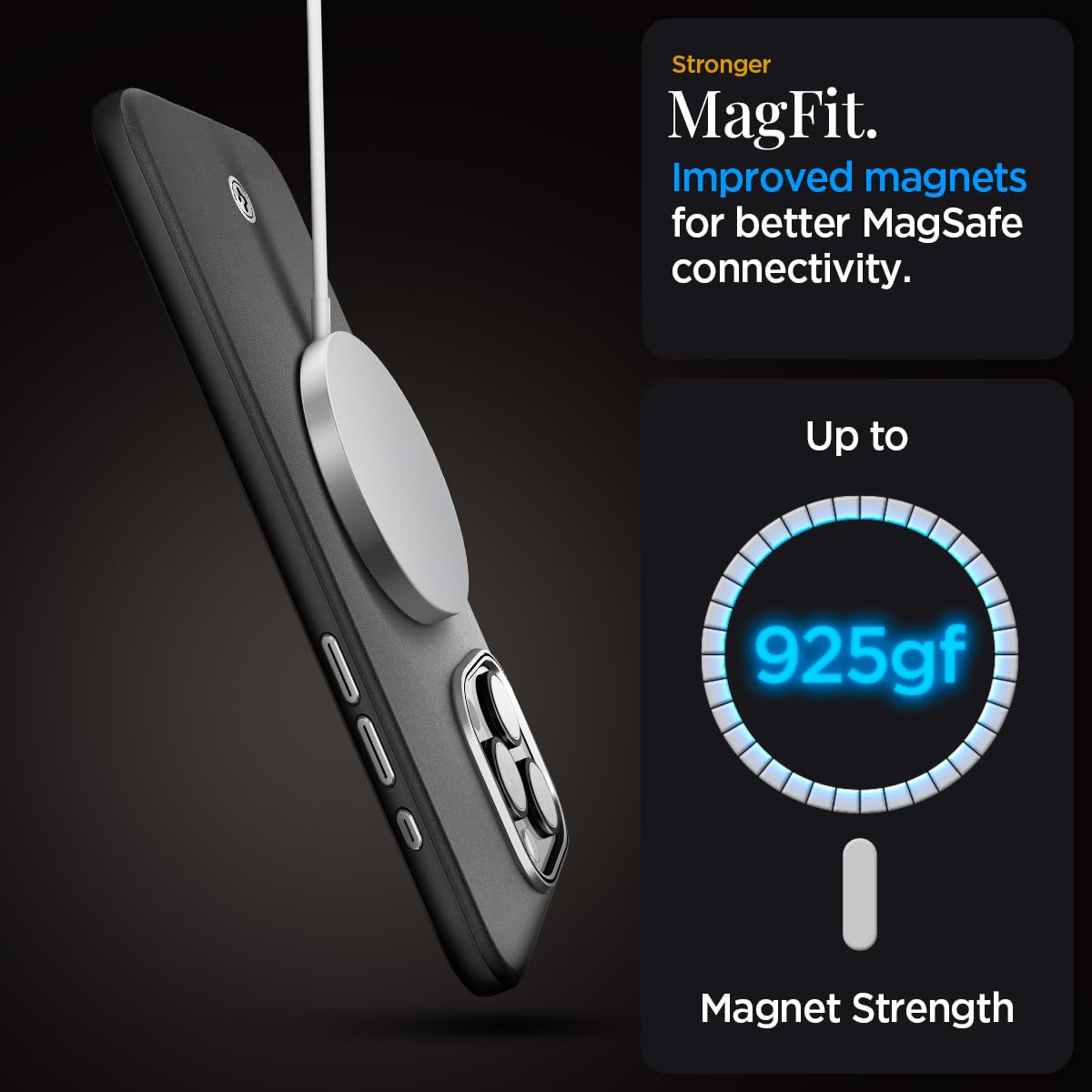Premium Leather Spigen Enzo Case for iPhone 15 Pro Max - Magsafe Compatible, Slim Protective Cover (Black) | Perfect for Business Professionals & Daily Commuters