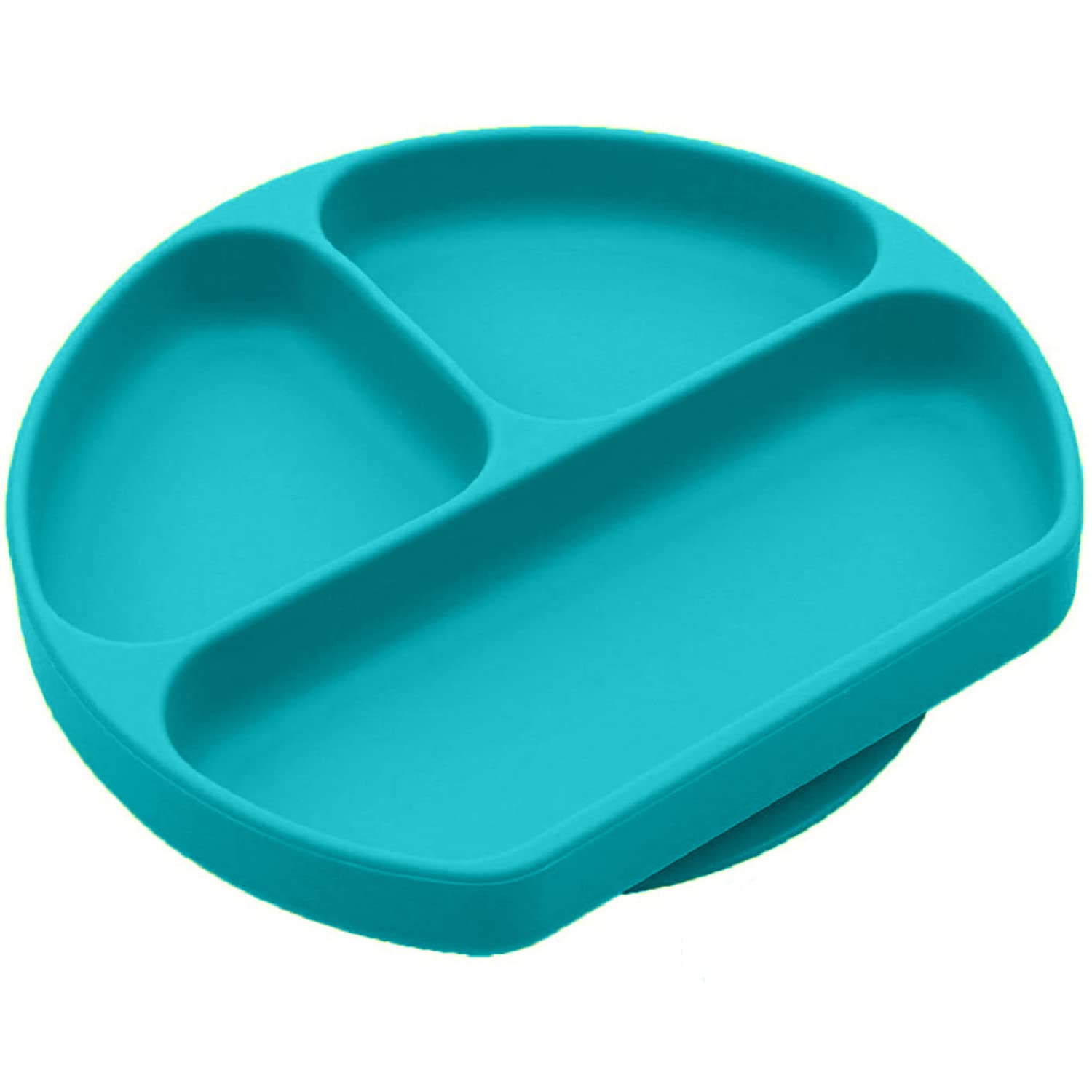 Non-Slip Silicone Suction Plate for Toddlers - BPA Free, 100% Food-Grade | Microwave, Dishwasher & Oven Safe Baby Feeding Plate with Divider | Perfect for High Chairs, Travel & Mess-Free Meals (Turquoise, 1-Pack)