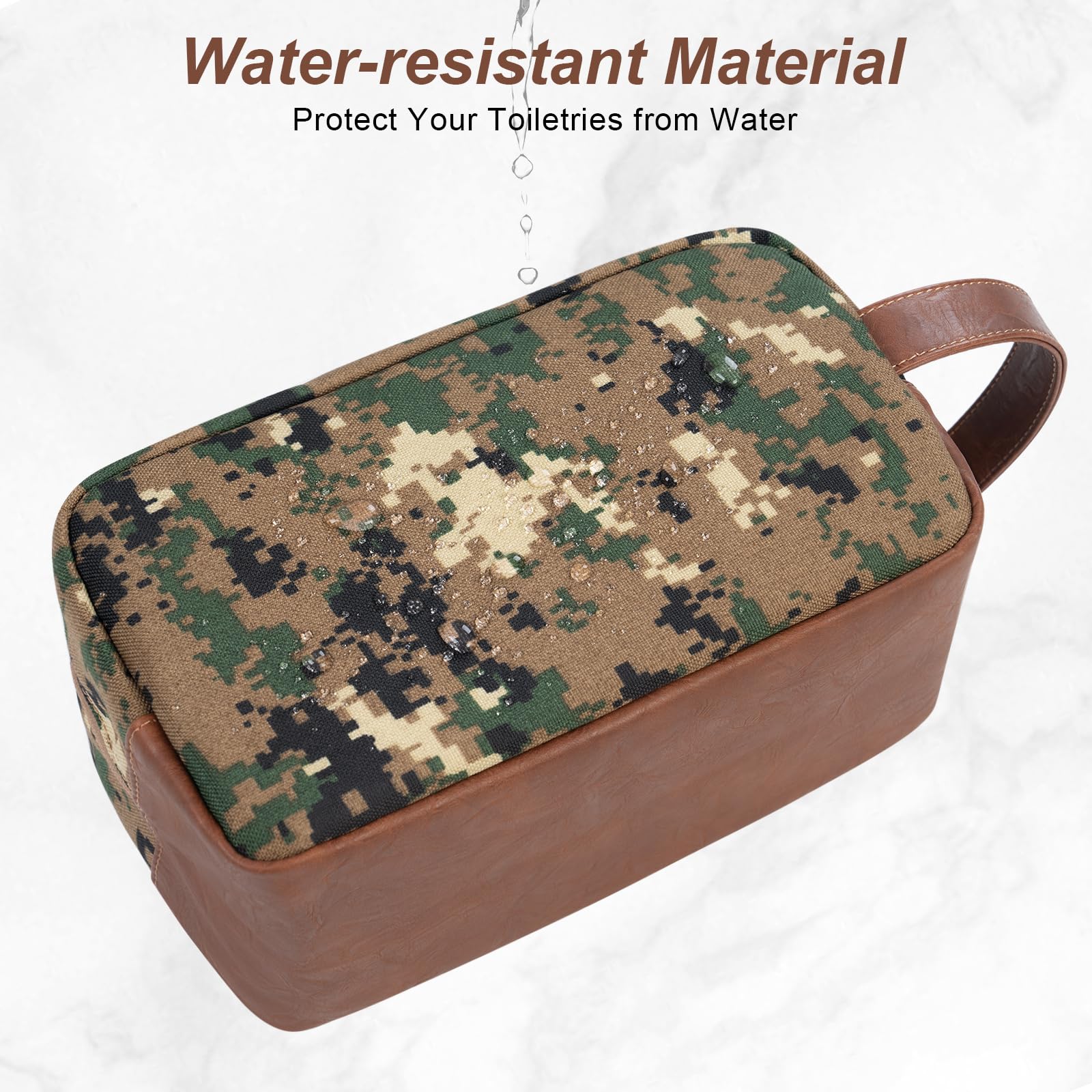 Men's Travel Toiletry Bag - Waterproof Hanging Shaving Kit Organizer with Large Capacity for Toiletries & Travel Accessories (Camo Green) | Perfect for Camping, Gym, Business Trips & Vacation