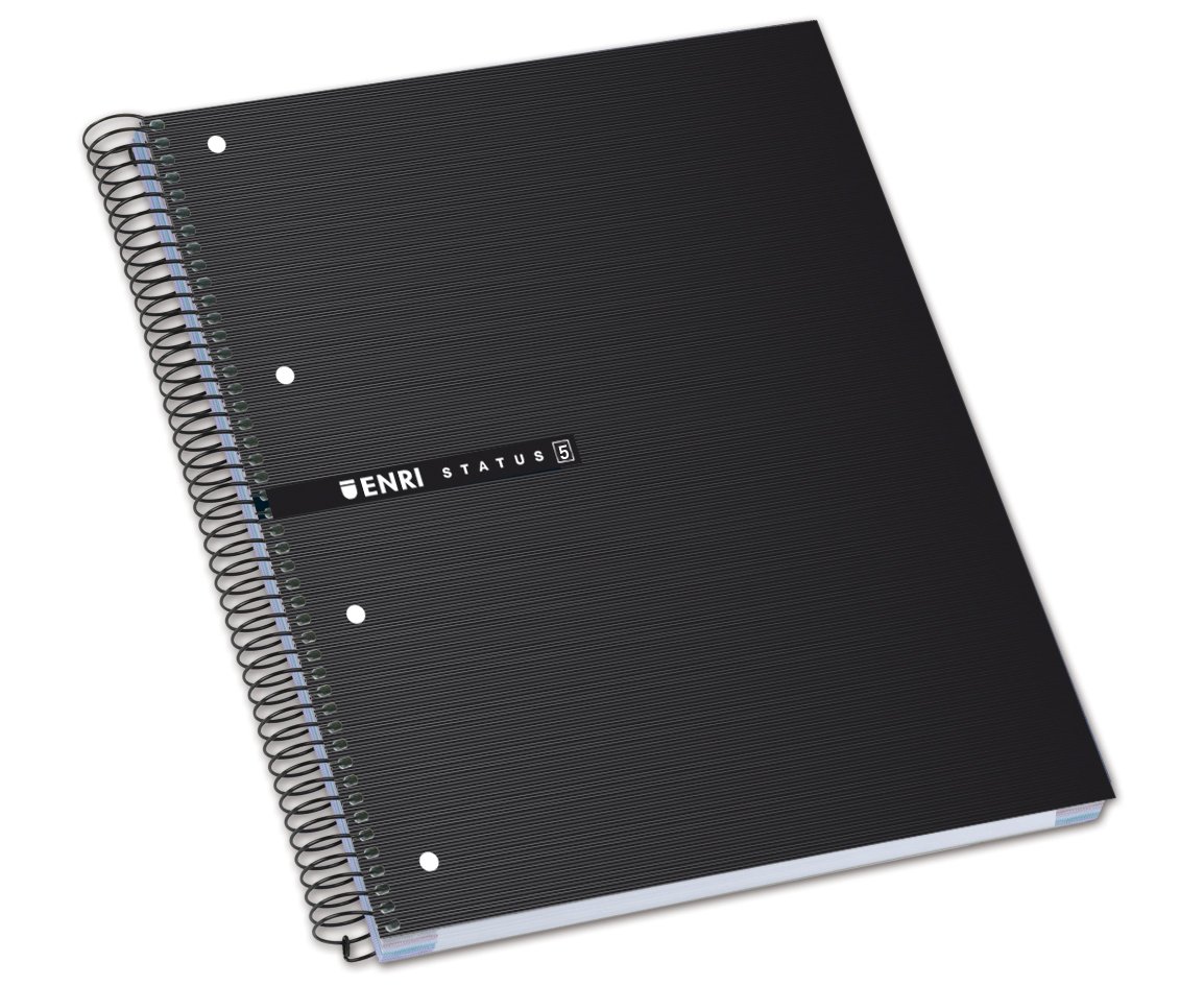 Enri Status – Pack of 5 Spiral Bound Notebooks with Micro-Perforated Pages & Hard Cover, A4 Size for School, Office & Journaling