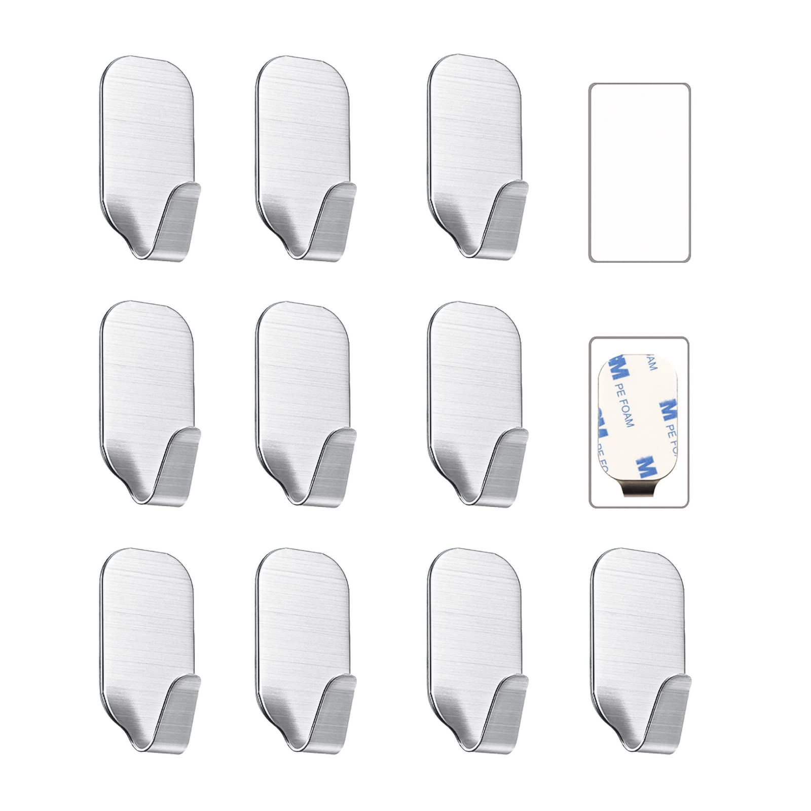 Small Self Adhesive Hooks Heavy Duty - Wall Mount Sticky Hooks for Hanging (10 Pack) - Perfect for Bathroom, Kitchen, Dorm Room Organization & Home Decor