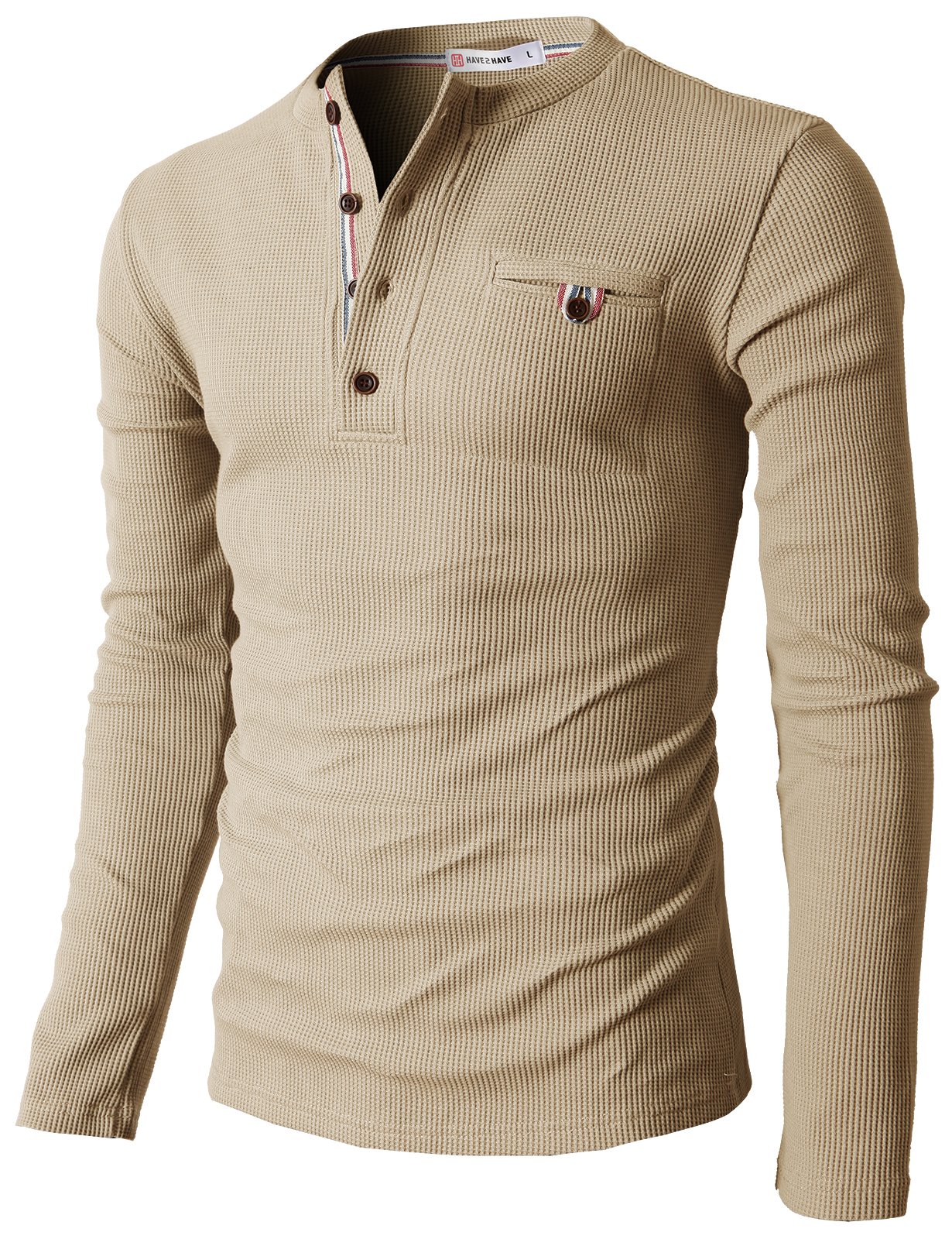 H2H Men's Casual Slim Fit Henley Cotton Shirt Long Sleeve Lightweight Waffle Fabric for Everyday Wear, Work & Outdoor Activities