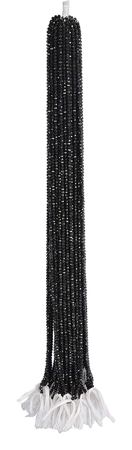 Black Tourmaline Faceted Rondelle Loose Beads - Premium Israel Cut Gemstone Strand for Jewelry Making (Wholesale) - Perfect for Necklaces, Bracelets & DIY Craft Projects