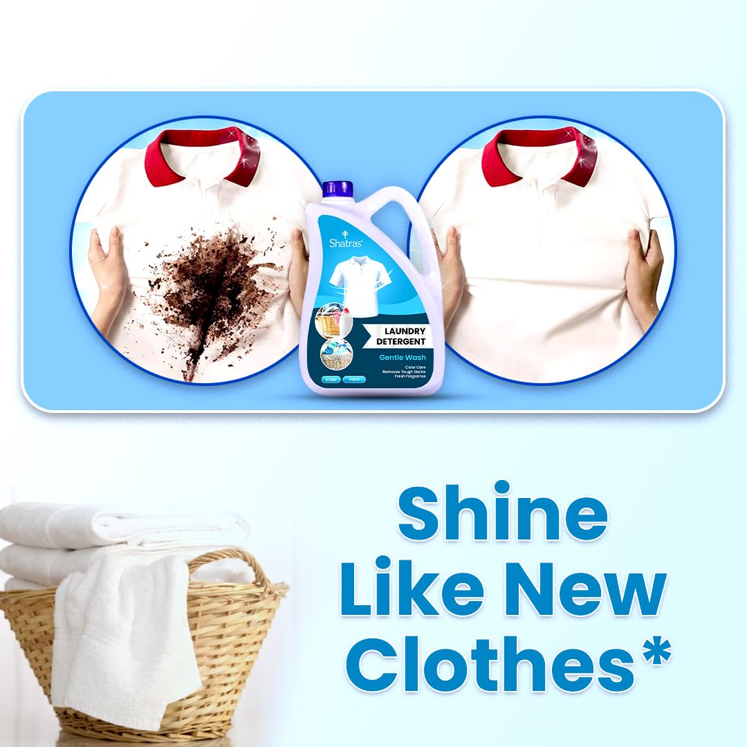 Shatras Liquid Laundry Detergent 5L - Concentrated Fabric Softener for Top & Front Load Washing Machines | Gentle Hand Wash Formula | Ideal for Family Laundry, Baby Clothes & Delicate Fabrics