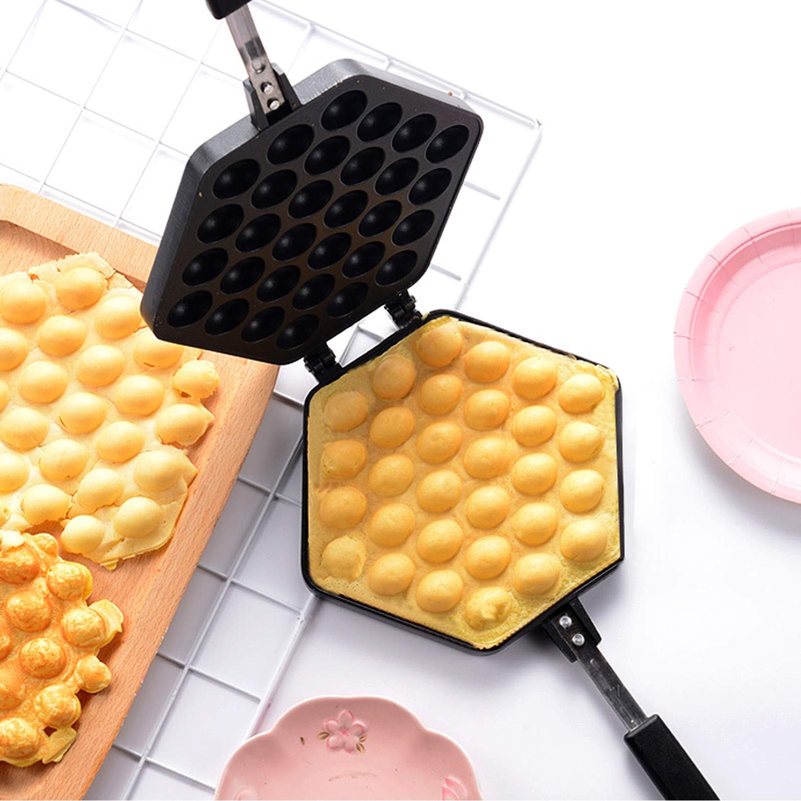 NQyIOS Waffle Maker Pan - Non-Stick Crispy Waffle Iron for Homemade Belgian Waffles, Pancakes, and Cakes (Multicolor) - Perfect for Breakfast, Brunch, and Family Gatherings
