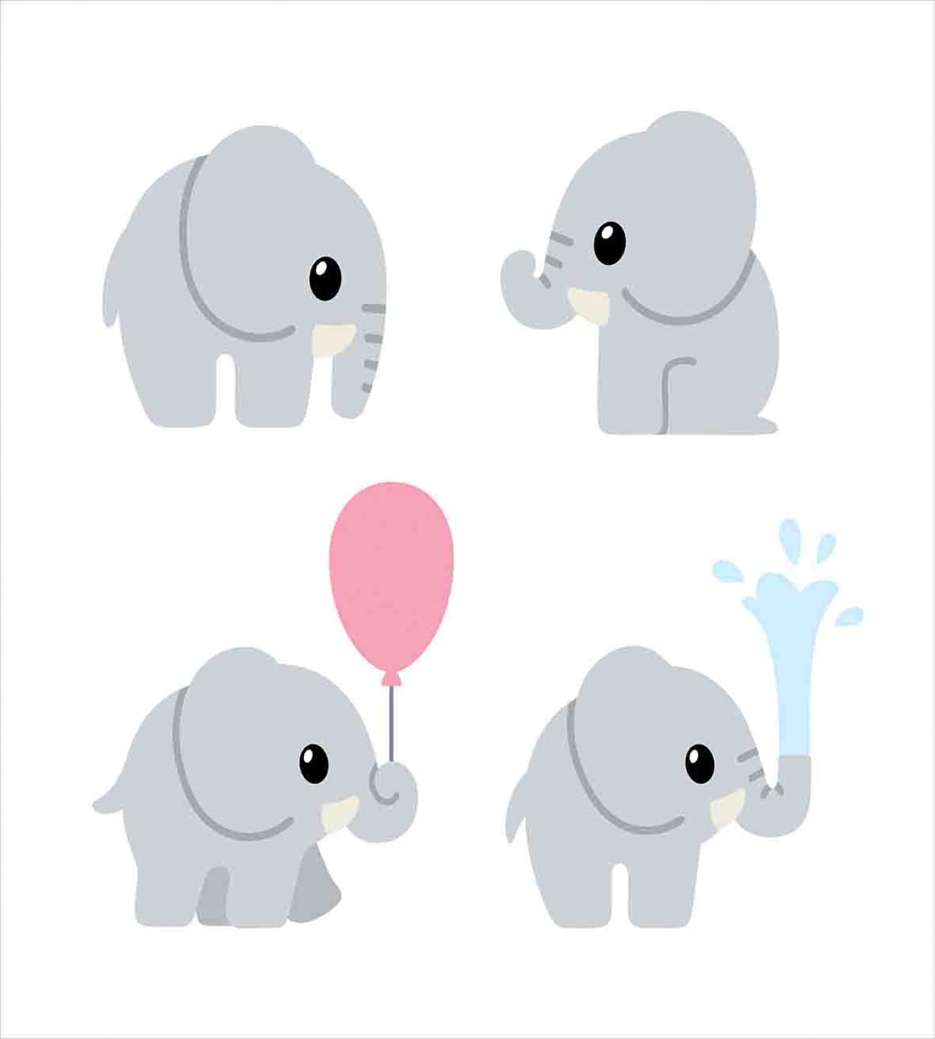 Lunarable Cartoon Balloon Splashing Water Duvet Cover Set - 2 Pack King Size Bedding with 4 Pillowcases in Pale Pink & Grey | Fun Party Decor, Kids Room, Guest Bedroom