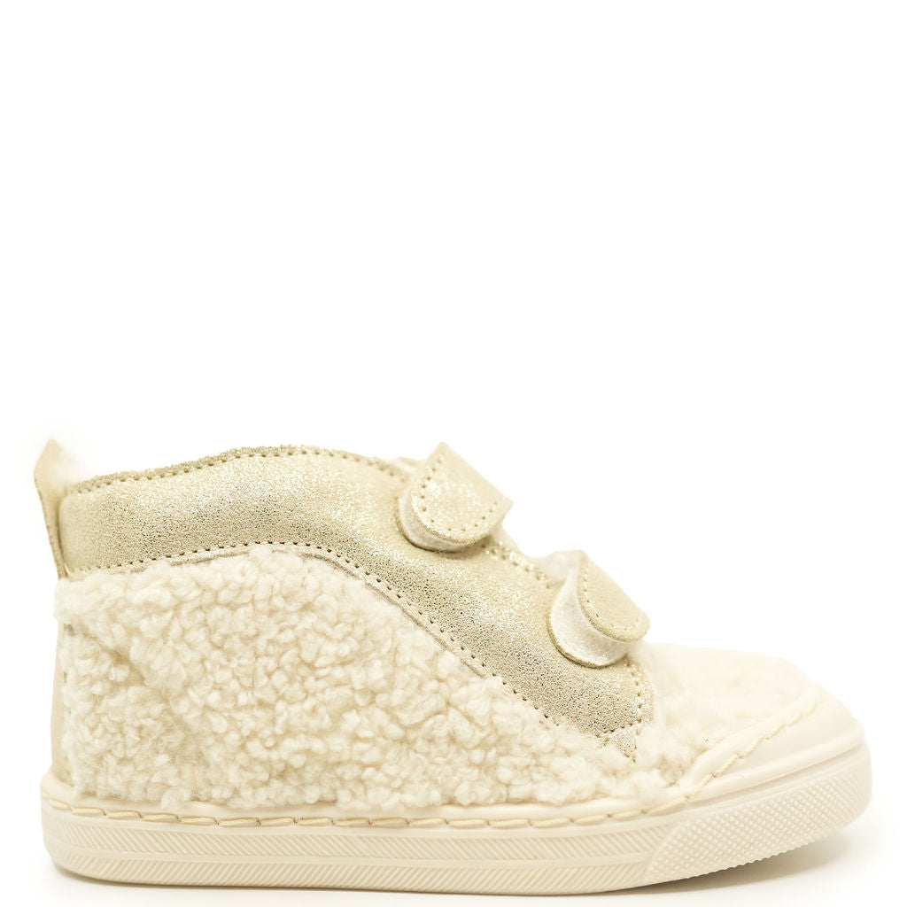 Pepe Ivory and Shearling High-Top Sneakers for Women - Winter Warm Fashion Shoes for Casual Outfits and Street Style