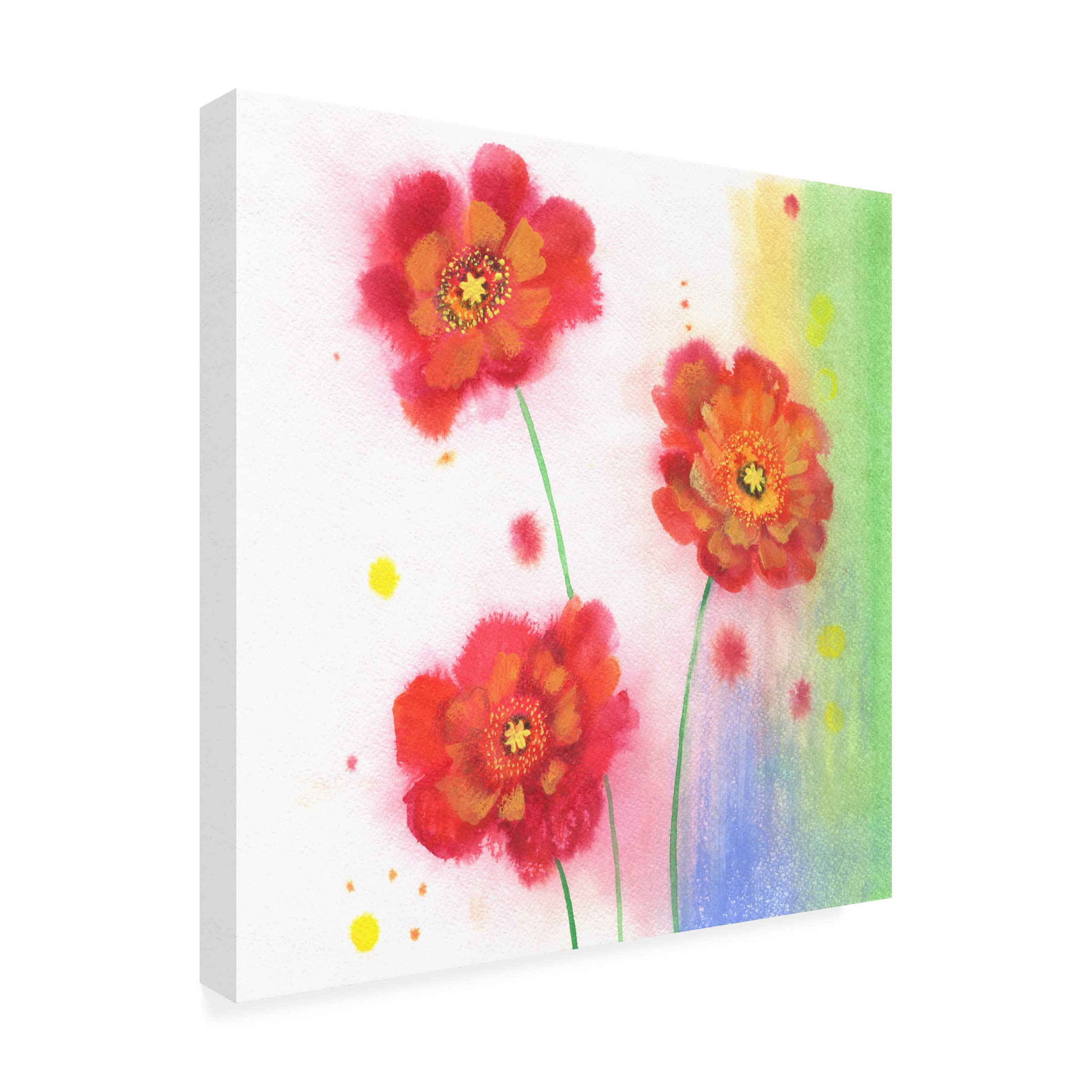 Lana Korolievskaia 'Poppies' Floral Canvas Wall Art - 18x18 Inches Handmade Painting for Living Room, Bedroom & Office Decor