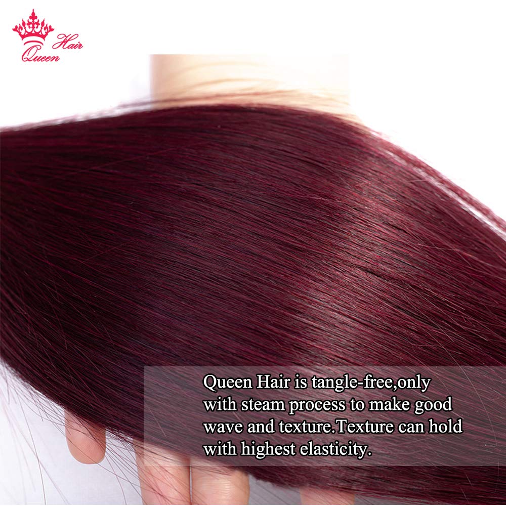 99J Burgundy Wine Red 100% Unprocessed Brazilian Virgin Human Hair Weft Extensions - 24 Inches Straight Hair Bundles for Weaving & Styling | Perfect for Daily Wear, Parties & Special Occasions