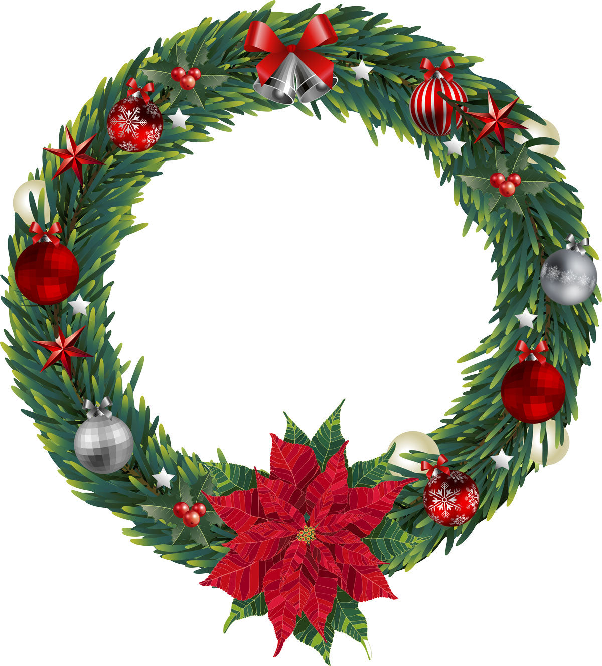 Christmas Wreath Decal - Holiday Door Decor, Festive Window Sticker, Seasonal Home Decoration - Perfect for Front Door, Fireplace Mantel & Holiday Party Decor