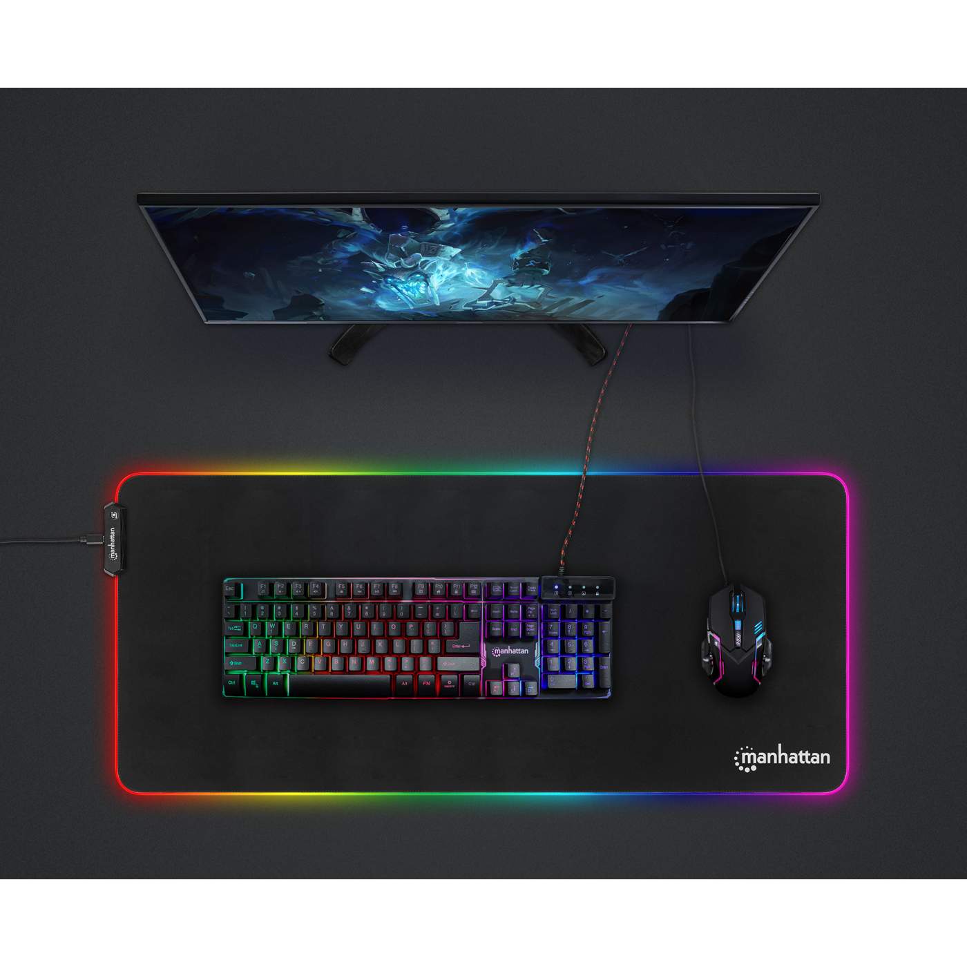 XXL RGB LED Gaming Mouse Pad - Large Extended Glowing Mouse Mat for PC, Laptop, Mac - Non-Slip Waterproof Surface - Perfect for Gaming Setup, Office Work & Streaming (Black)