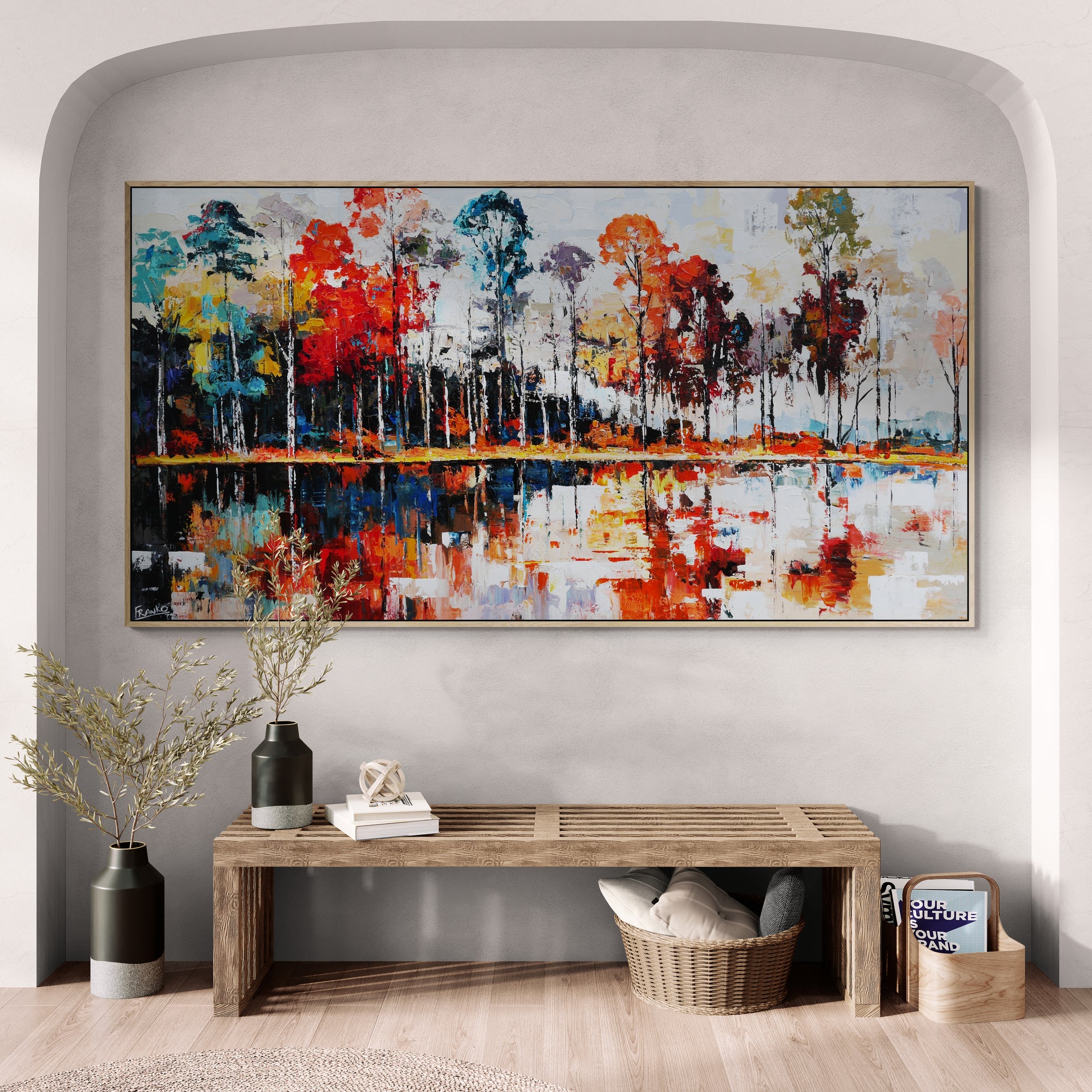Lakeside 190cm x 100cm Abstract Realism Framed Textured Canvas Art Painting - Perfect for Living Room, Bedroom or Office Wall Decor