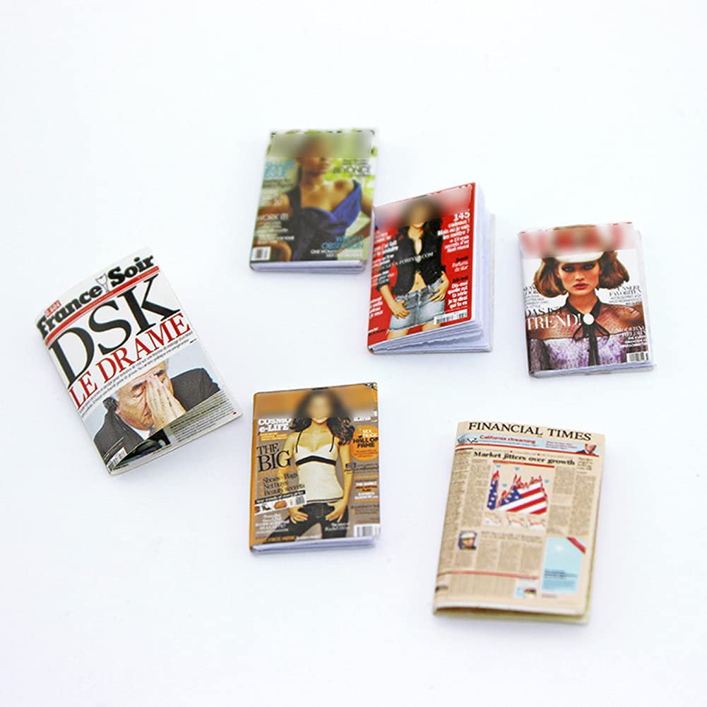 1:12 Scale Miniature Dollhouse Books - 6pcs Mini Book Set for DIY Dollhouse Decoration, DIY Crafts, and Model Scenes | Perfect for Dollhouse Miniatures, Fairy Gardens, and School Projects