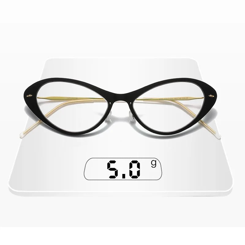 Aimee Women's Full Rim Cat Eye Titanium Acetate Eyeglasses 6550 - Stylish & Lightweight Reading Glasses for Work, Office & Everyday Use